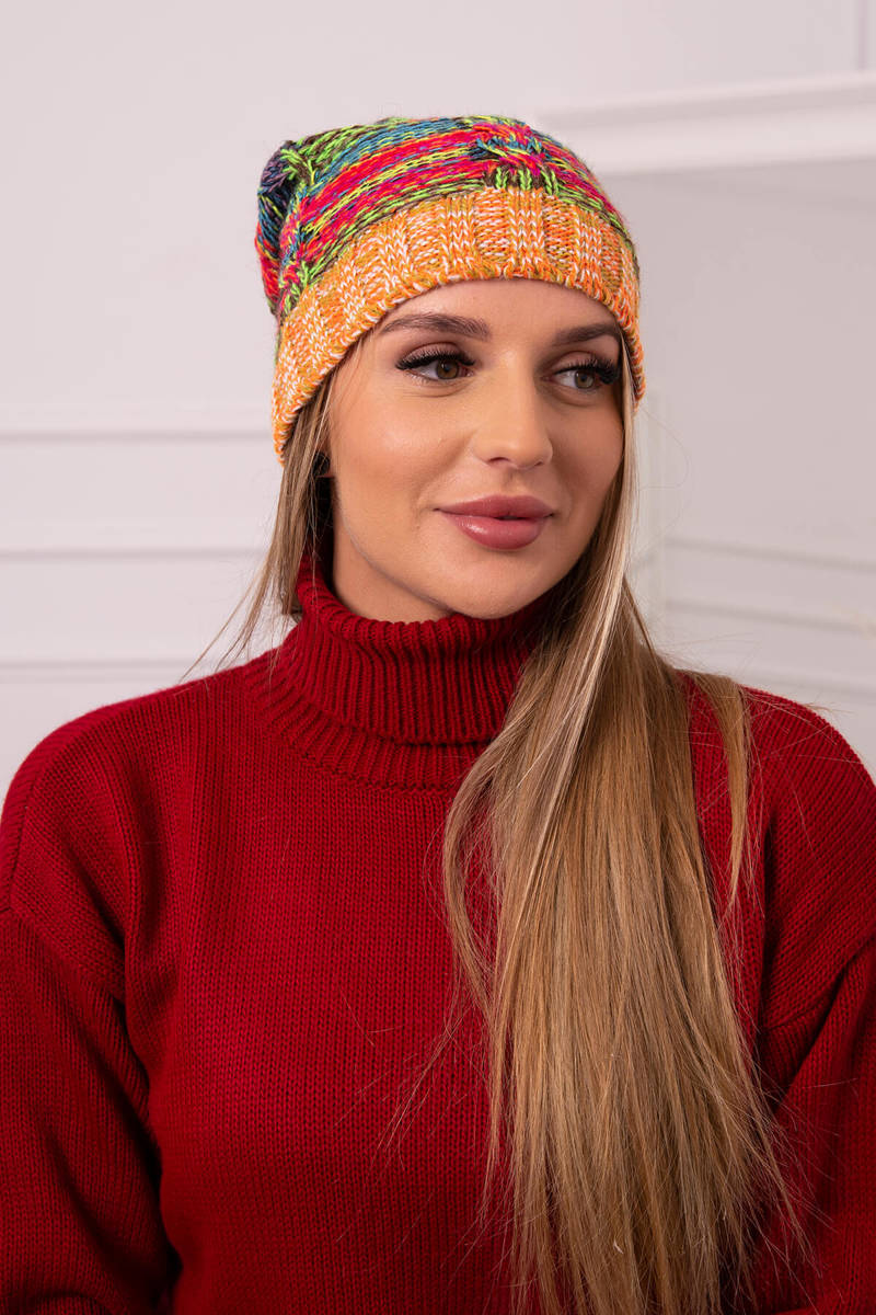 Beanie with fleece Klaudia K255 neon green+orange