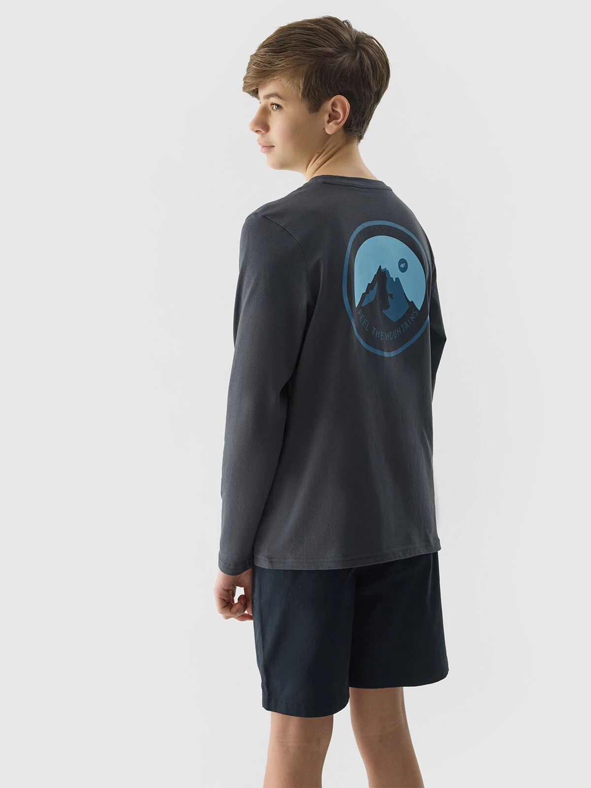 Boys' Long Sleeve T-Shirt 4F - Graphite
