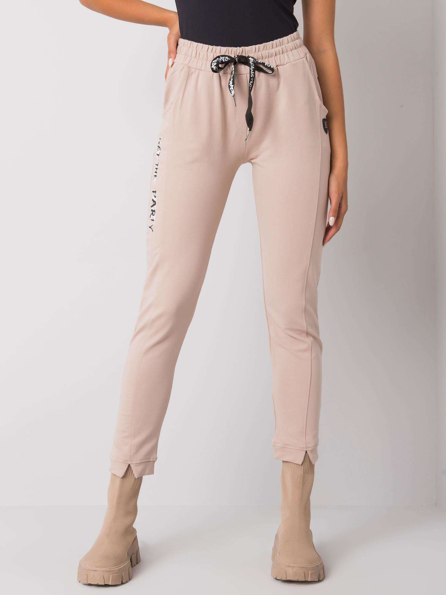 Pantaloni de trening bej pentru femei din bumbac