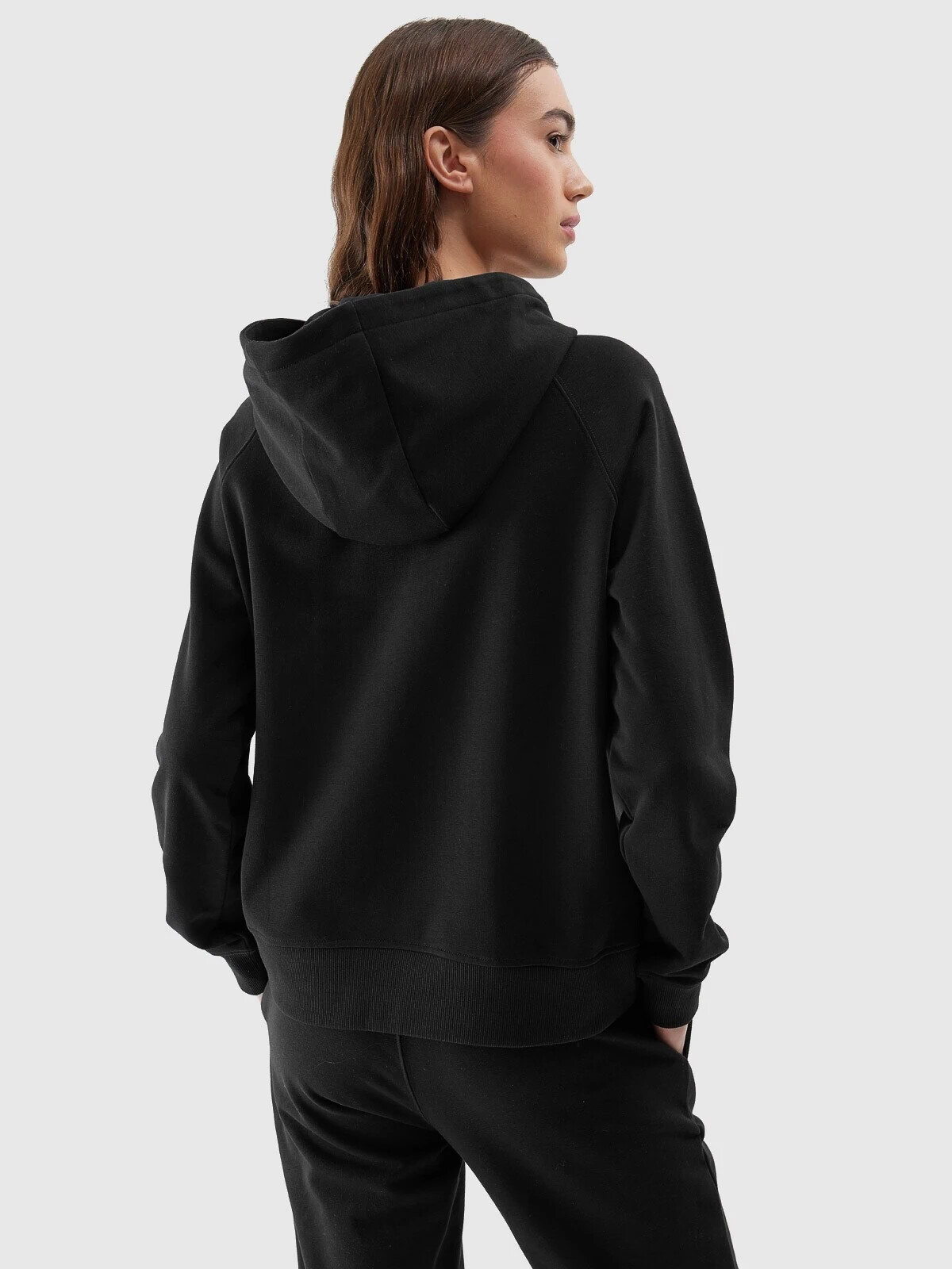 Women's sweatshirt without fastening and hooded 4F - black