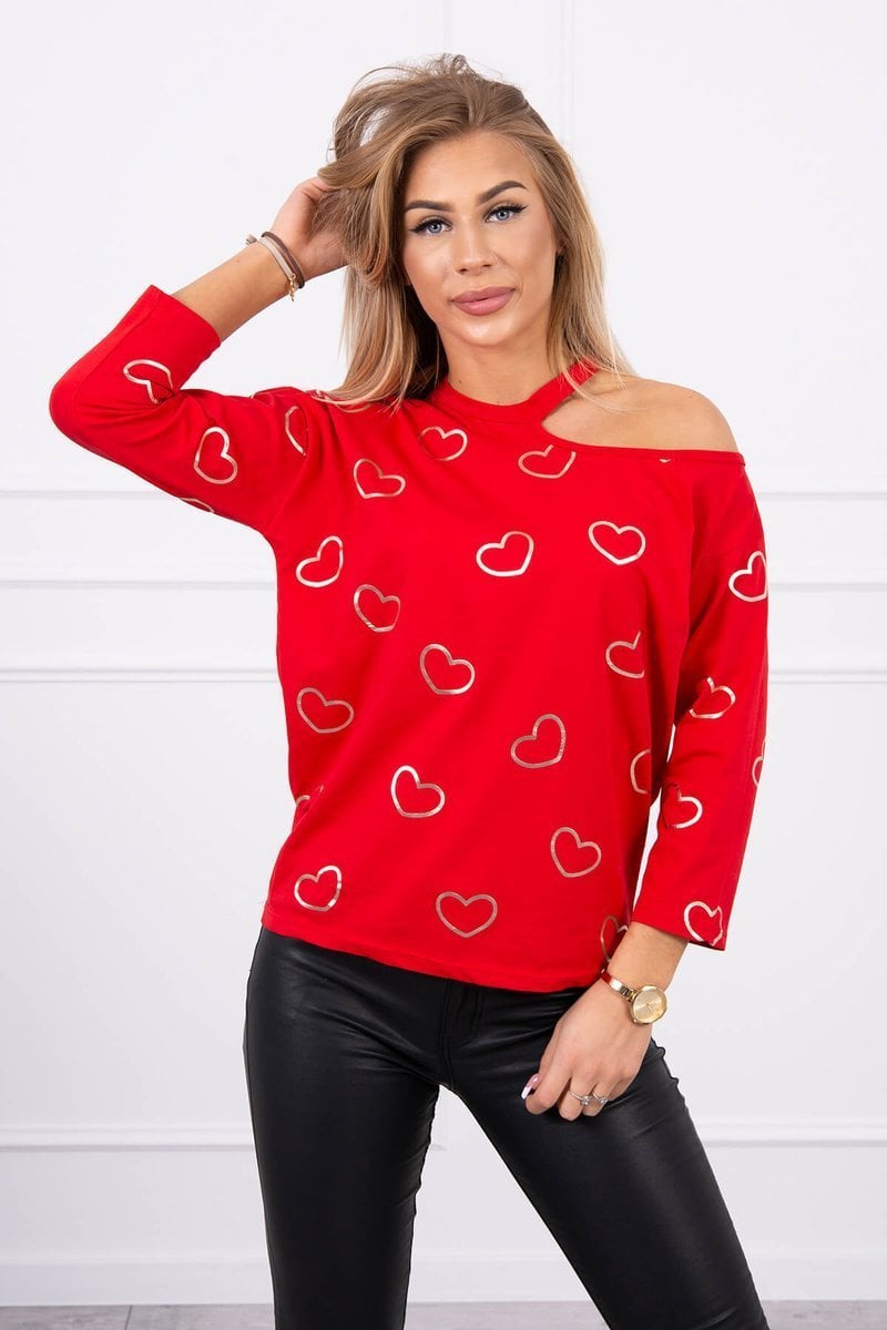 Blouse With Red Heart Print