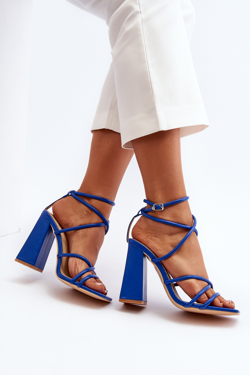 Fashionable blue high-heeled sandals Josette