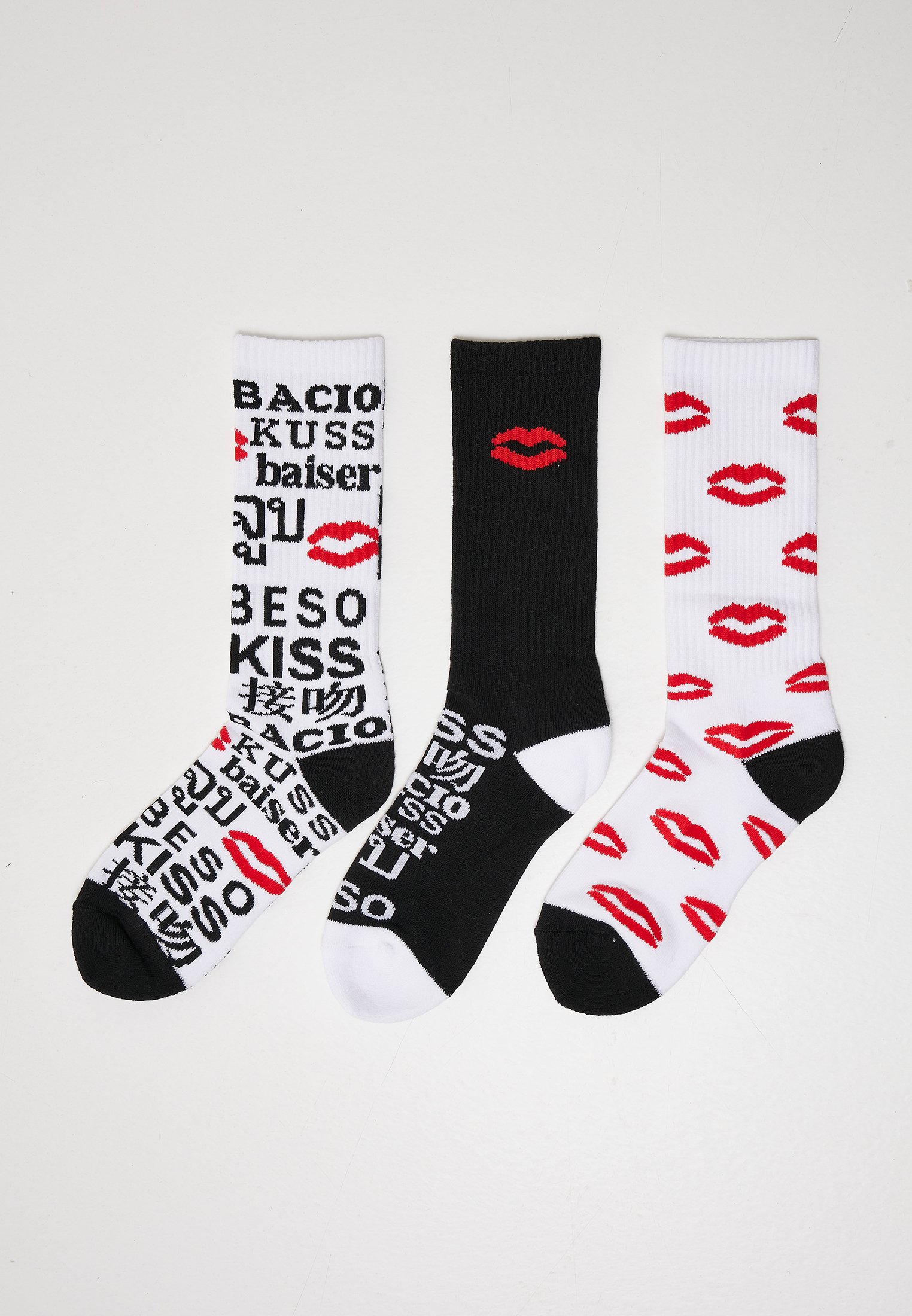 Kiss ponožky 3-balenie čierna/biela/červená