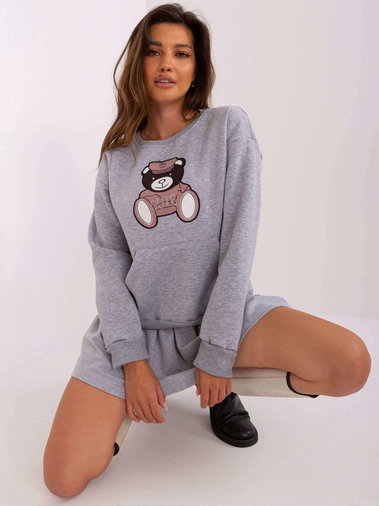Grey Kangaroo Sweatshirt With App