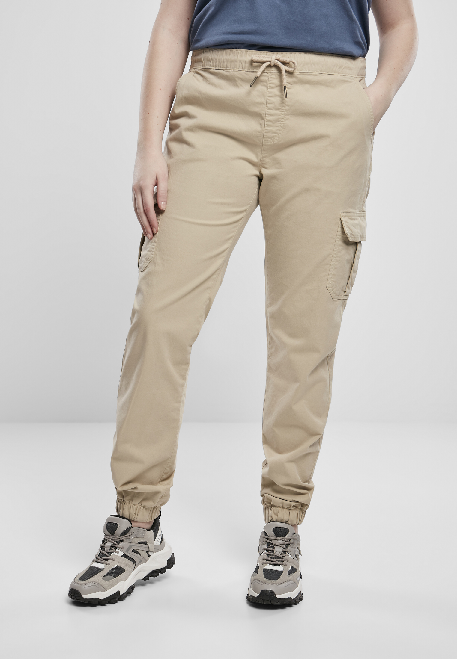 Women's Cargo Jogging Pants High Waisted Concrete