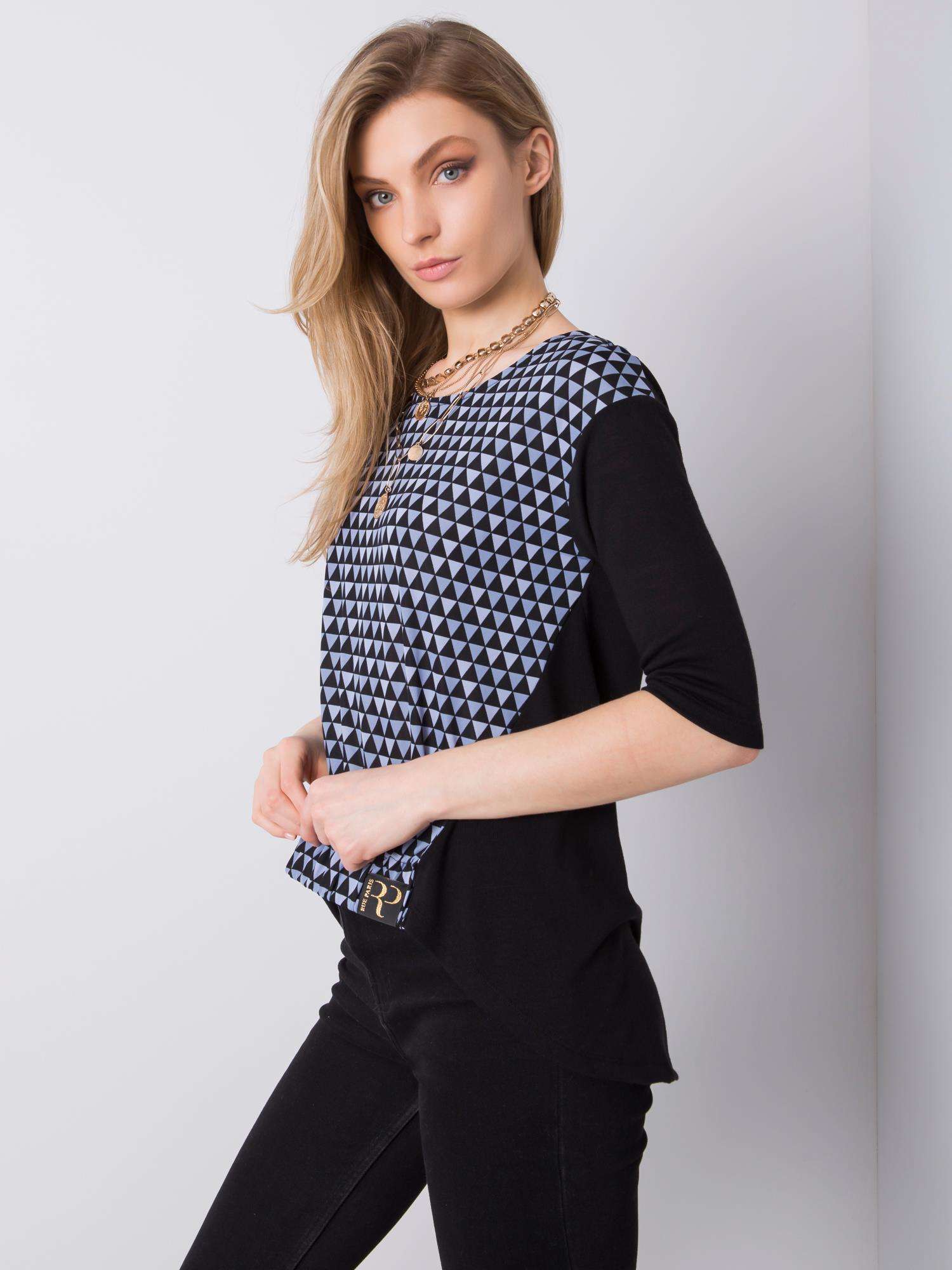 Black And Blue Blouse With Print Amy RUE PARIS