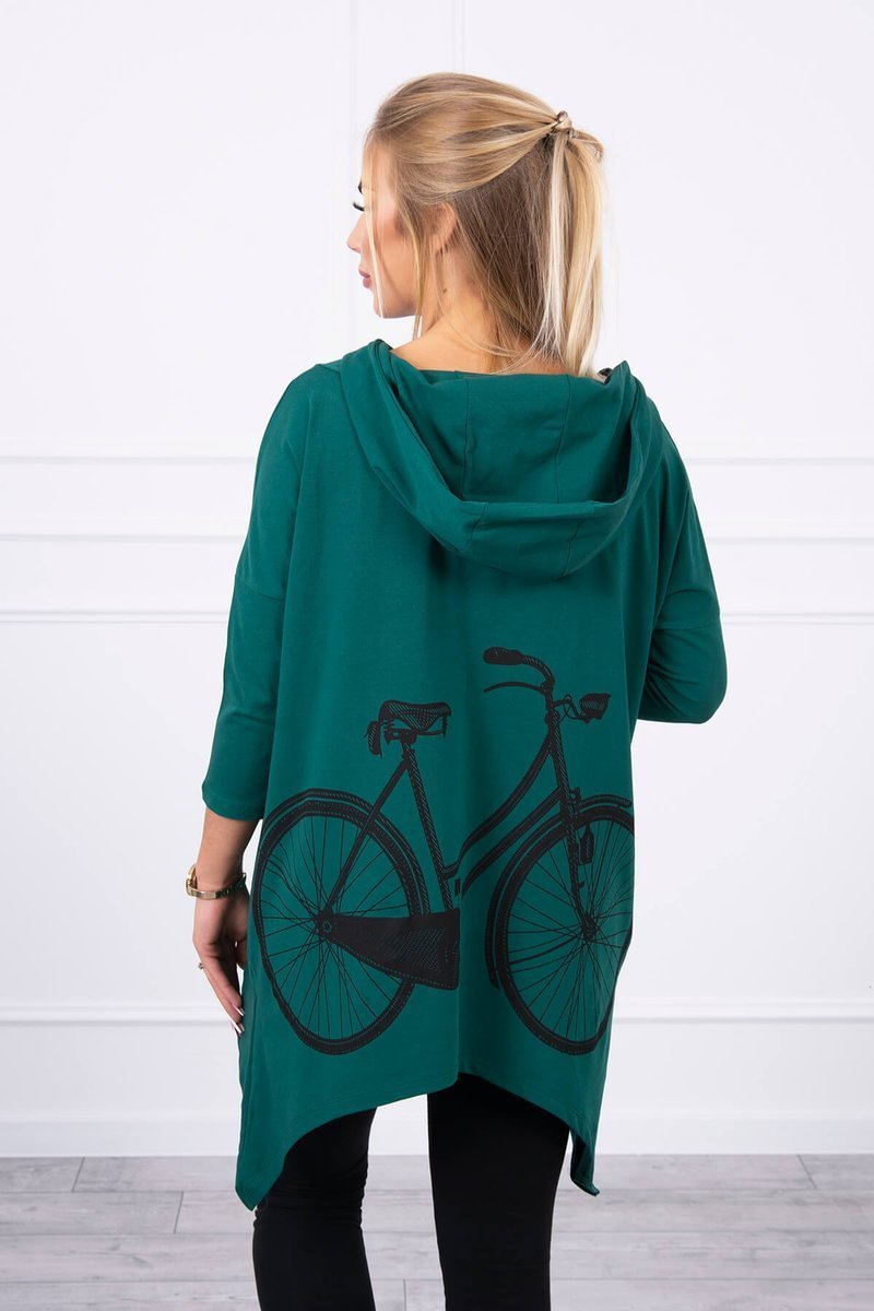 Levně Mikina s cyklistickým potiskem zelená