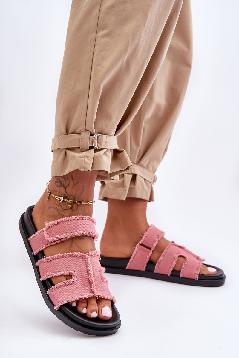 Women's Material Sandals Zipper Pink Lamirose