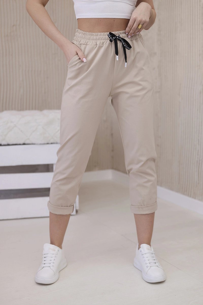 New Punto Trousers with Tie at the Waist - Dark Beige