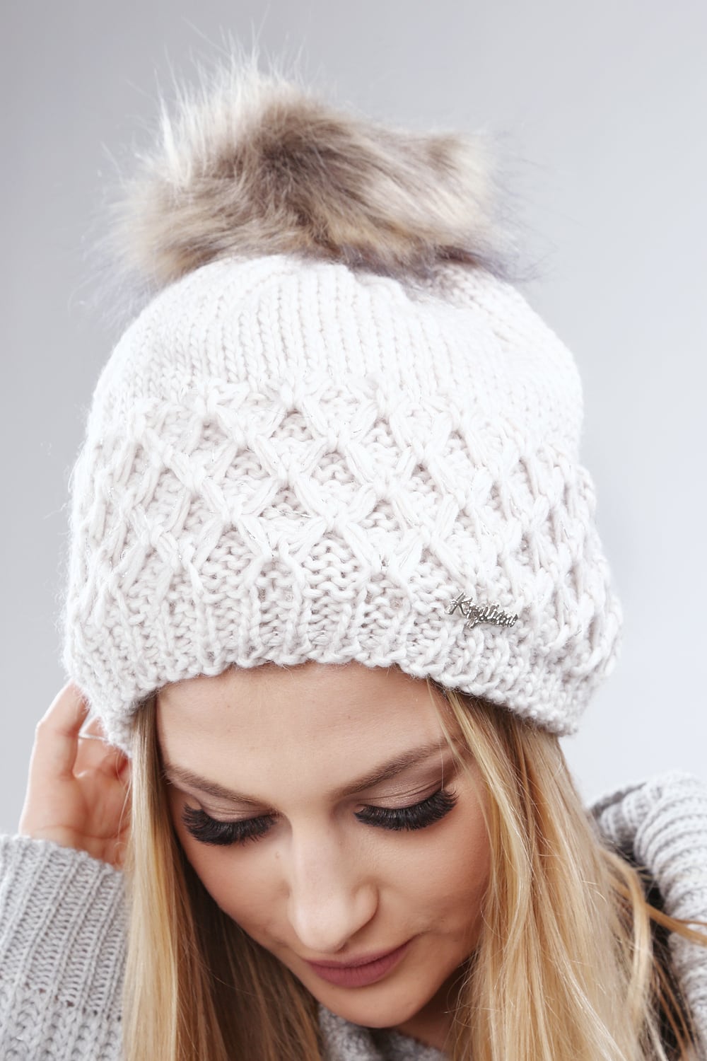 Beige winter cap