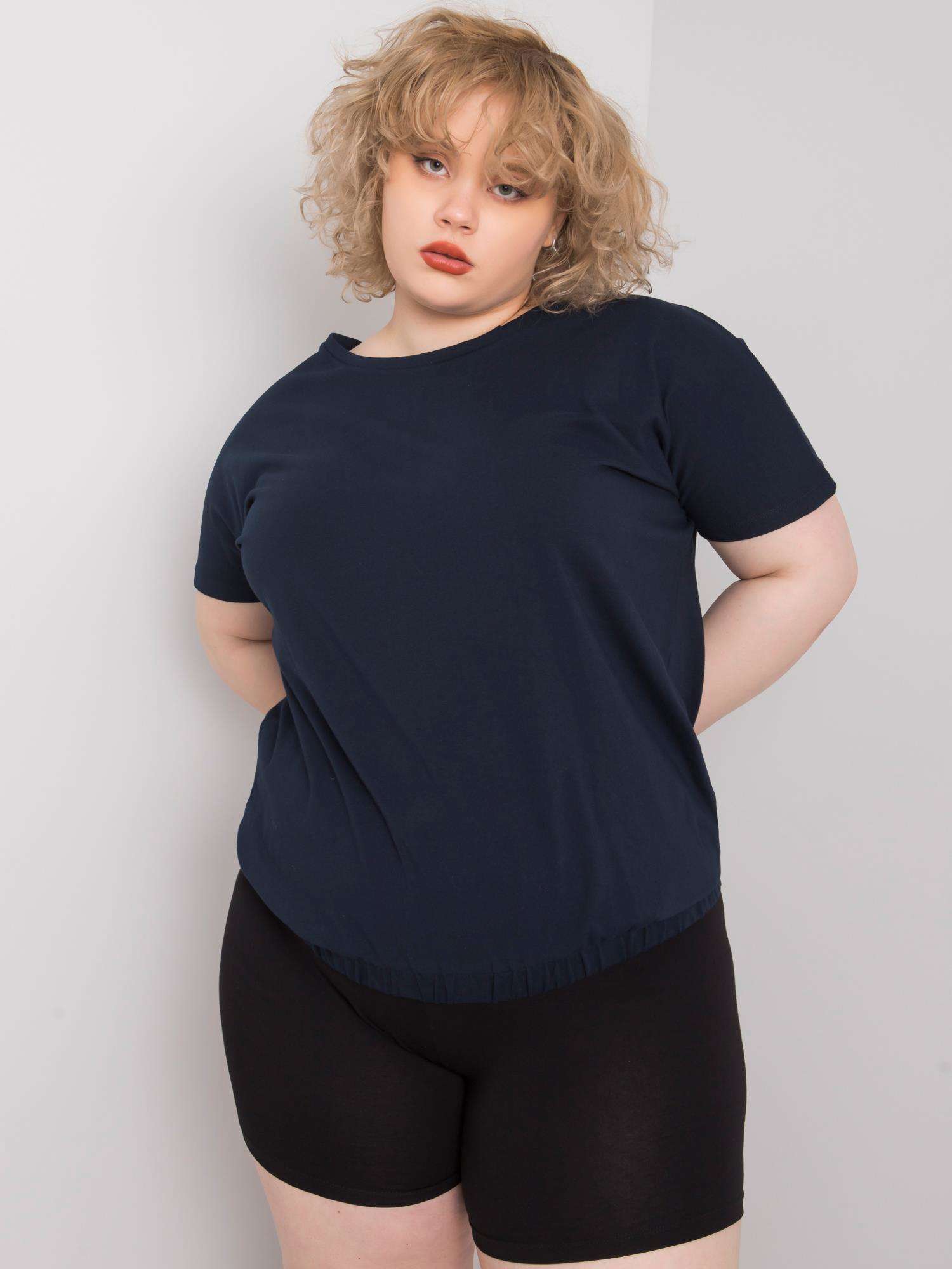 Dark Blue Cotton Blouse Plus Size