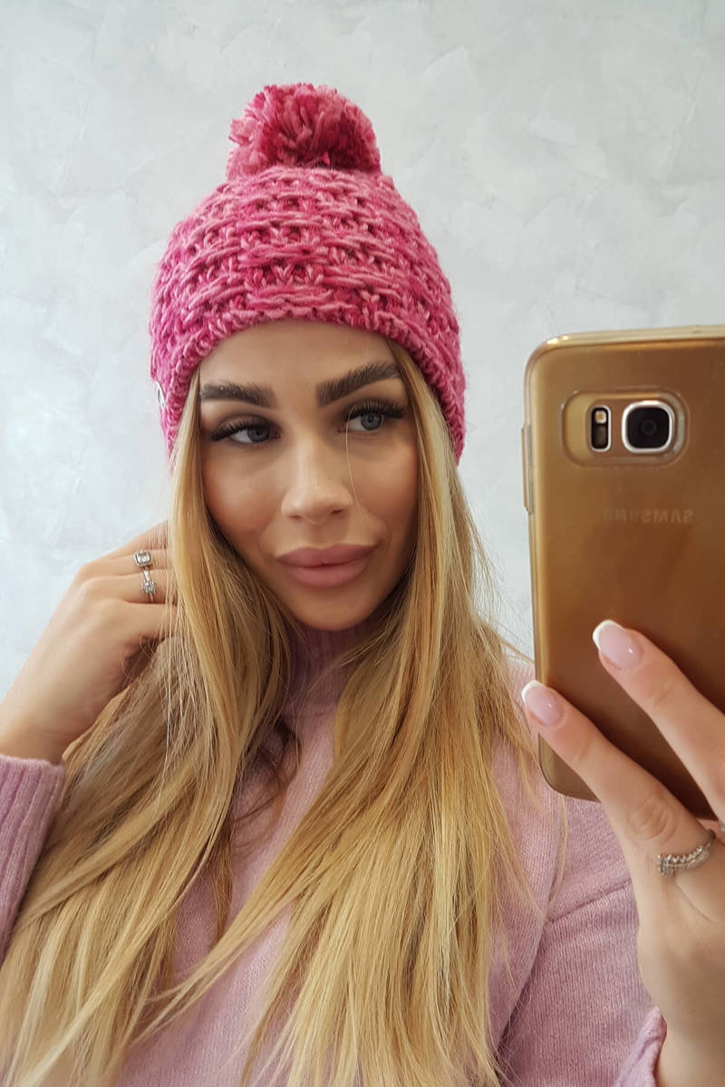 Beanie with fleece Fiona K275 fuchsia + light powder pink
