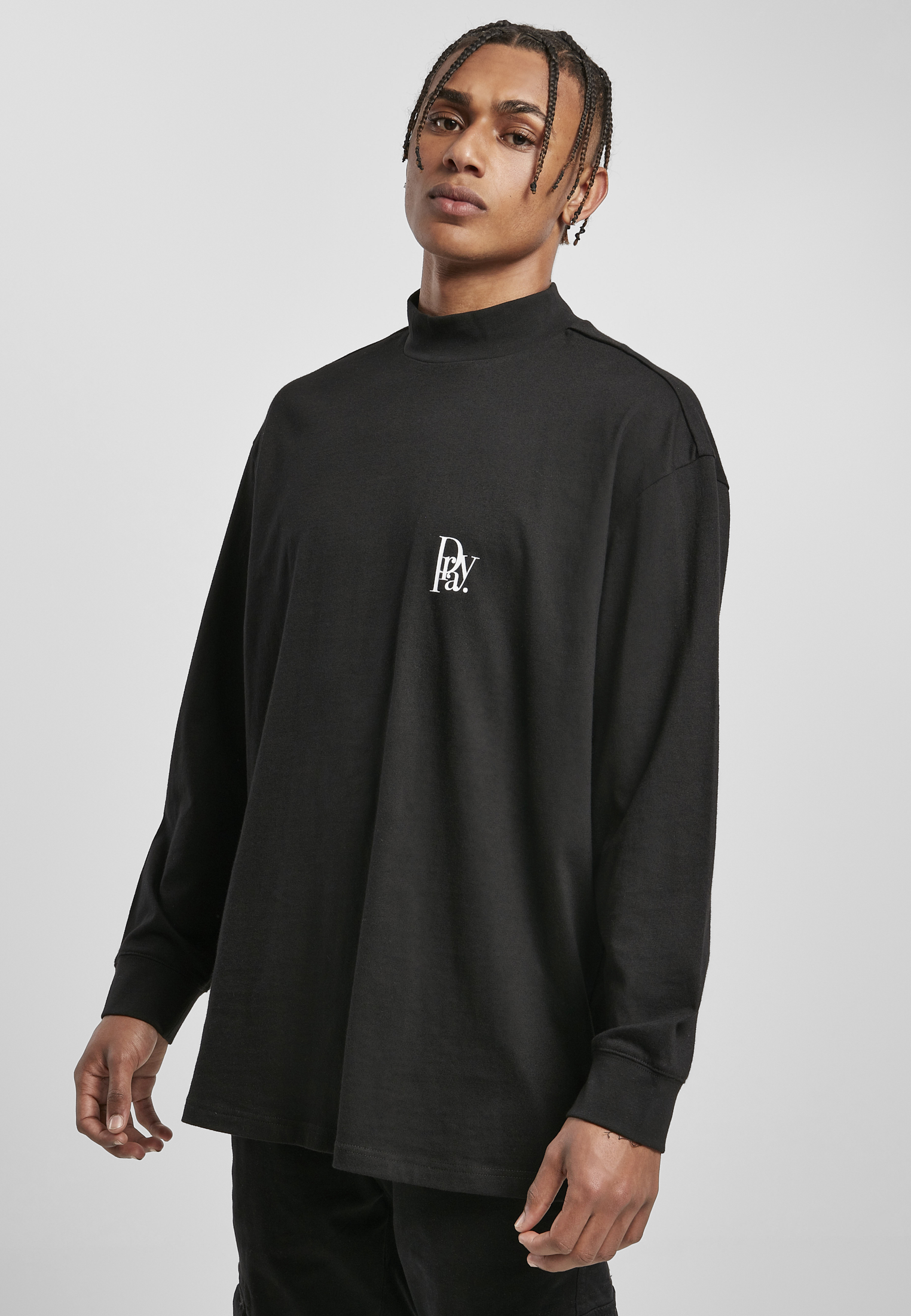 Prayor Black White Long Sleeve Turtleneck Black