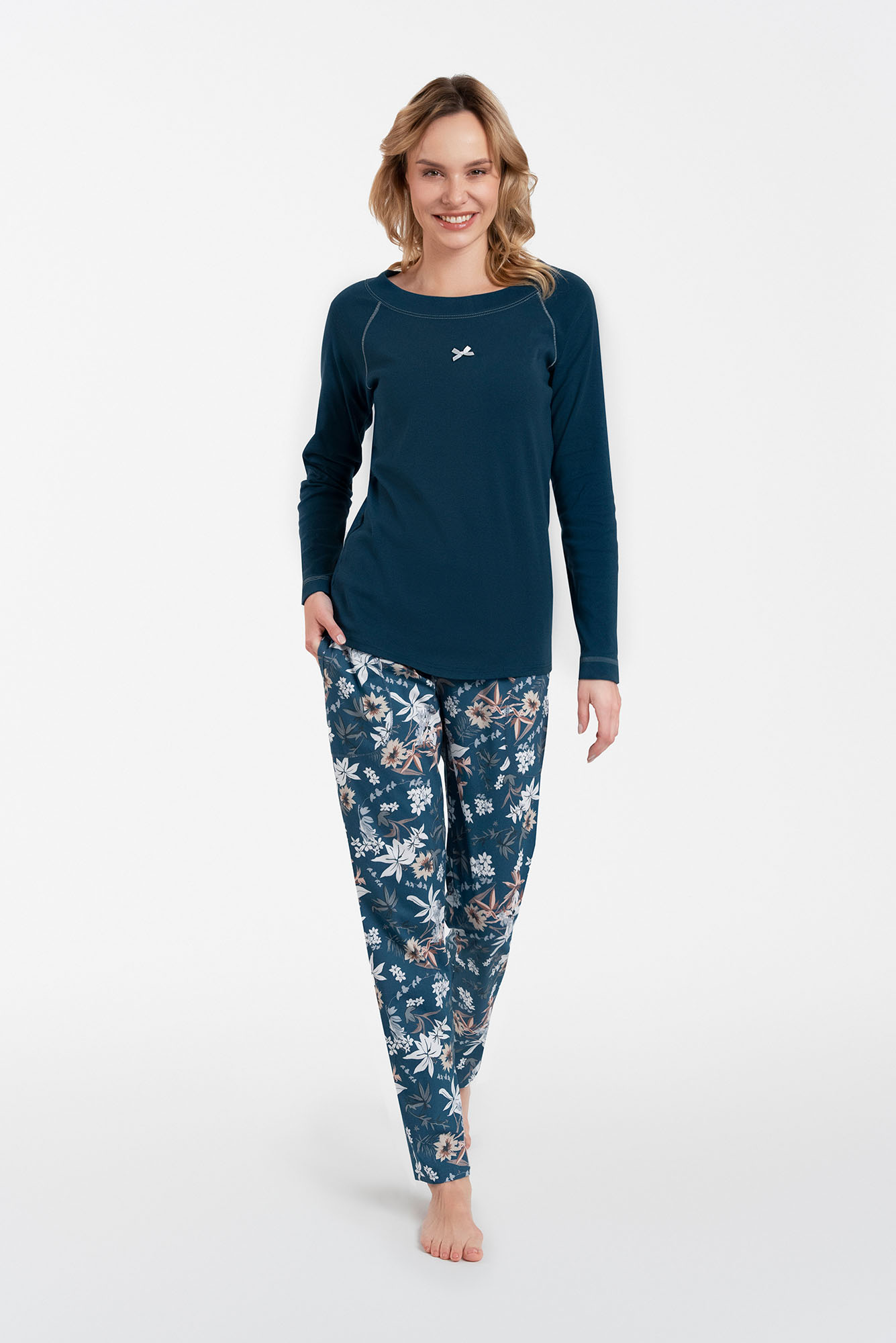 Women's Pajamas Hariet Long Sleeves, Long Pants - Blue-green/print