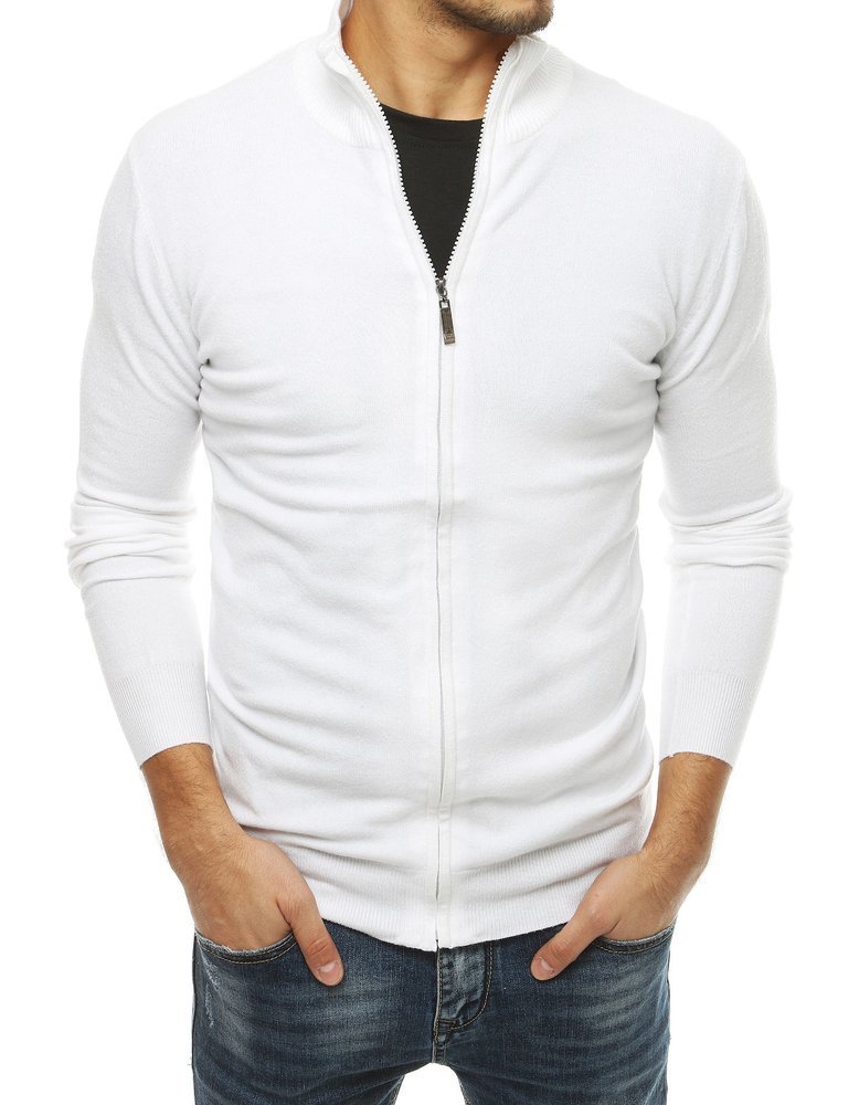 white zip up sweater