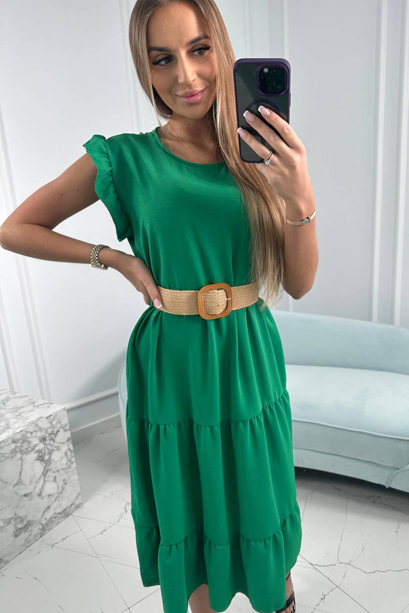 Dress with ruffles green