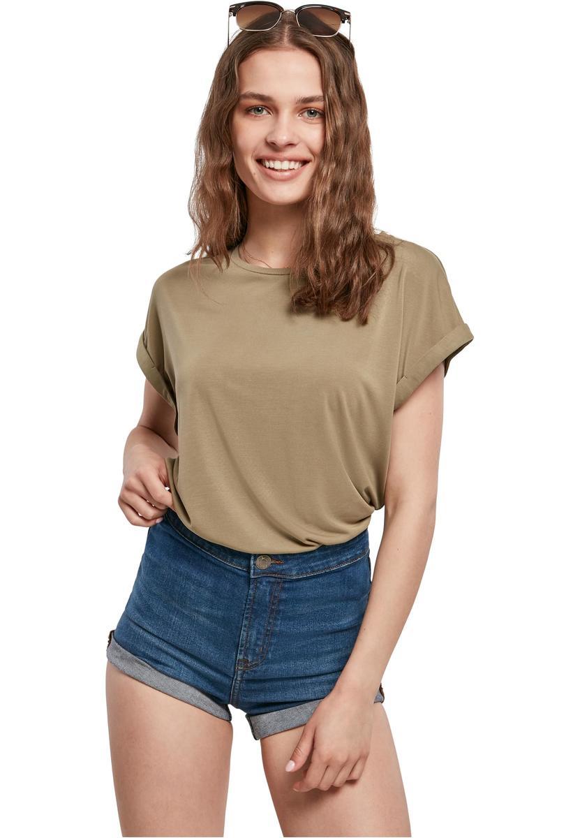 Women's Modal T-shirt With Extended Shoulder In Khaki