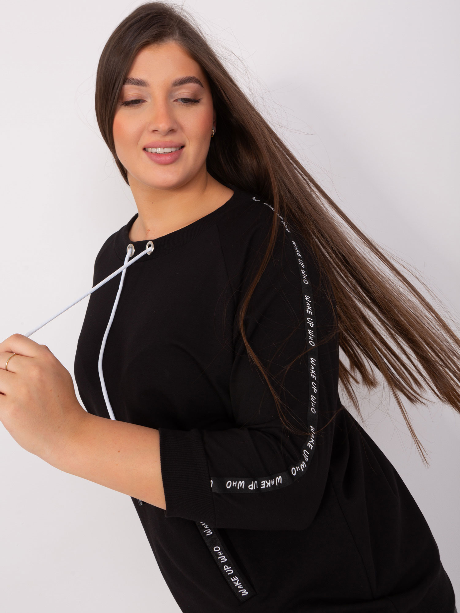 Women's Black Sweatshirt Plus Size Without Hood