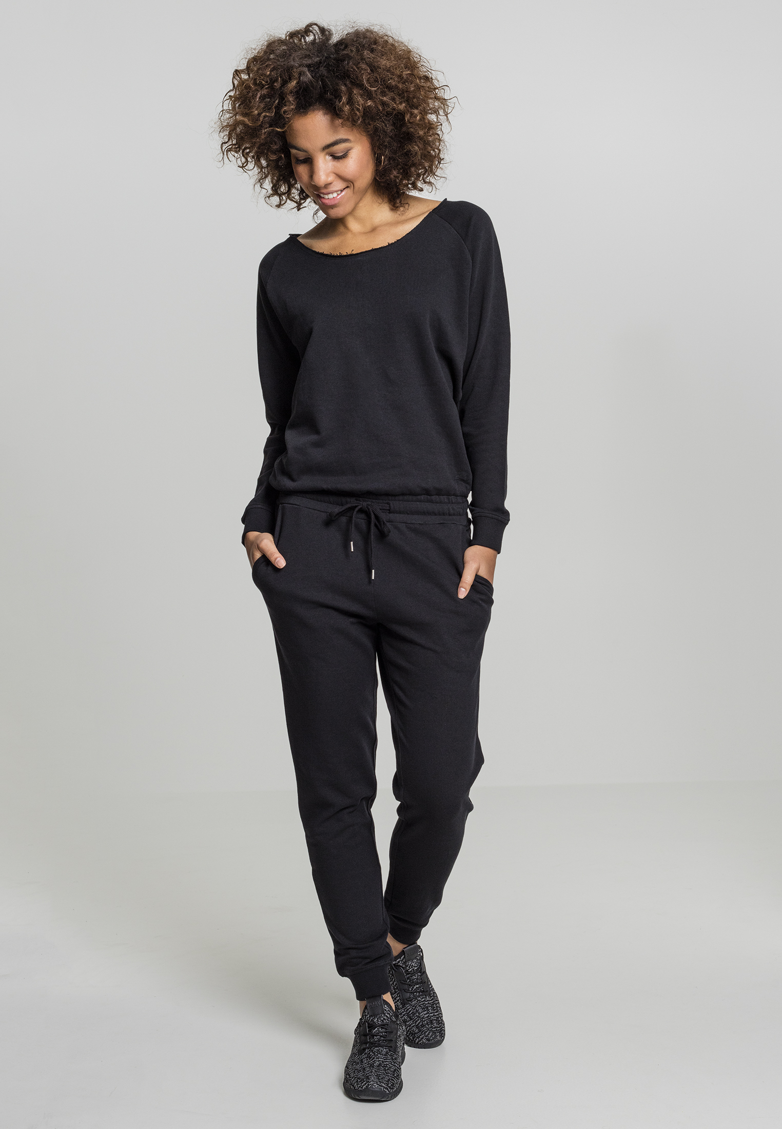 Terry Women's Long-sleeved Jumpsuit In Black