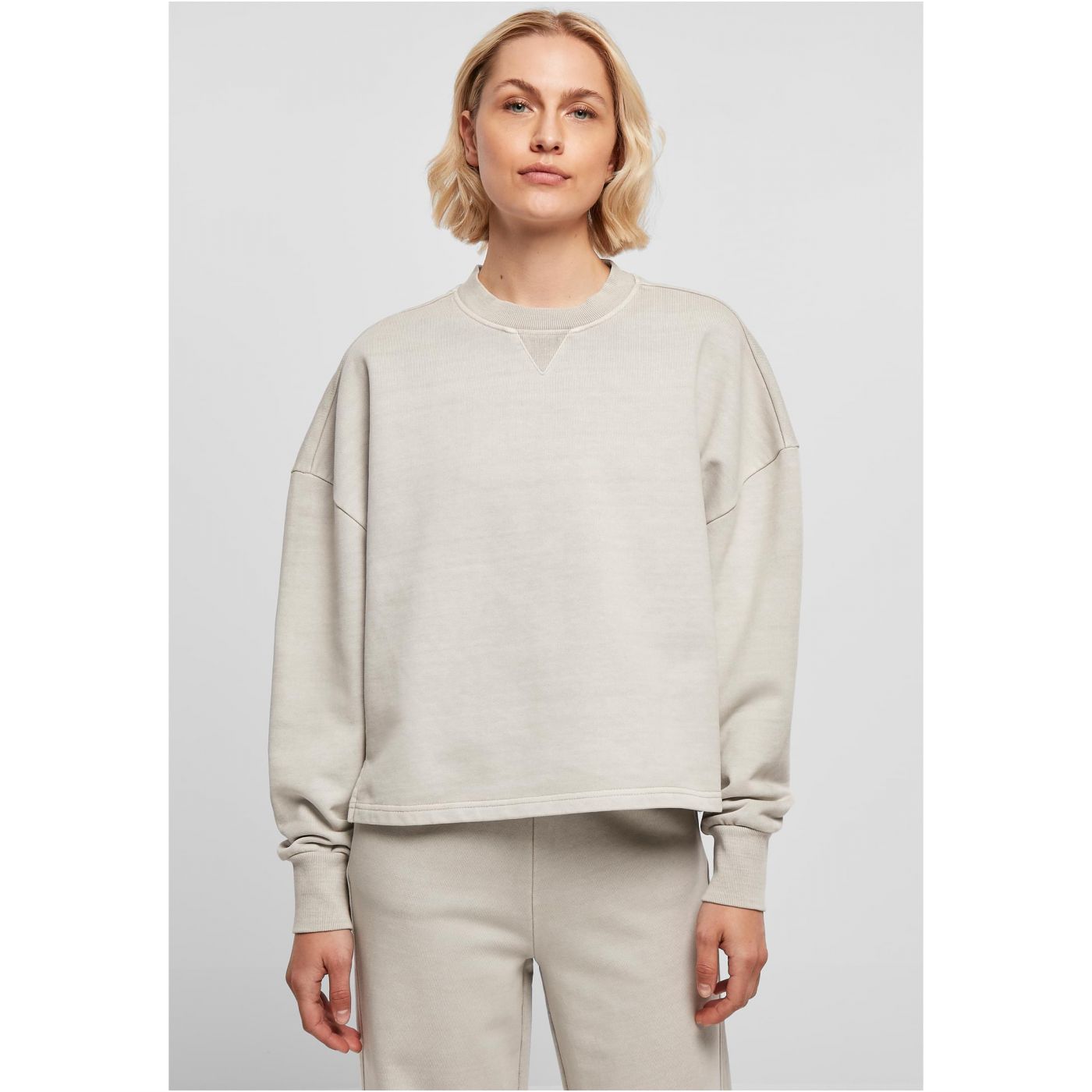 Women's Heavy Terry Garment Dye Crewneck Warmgrey