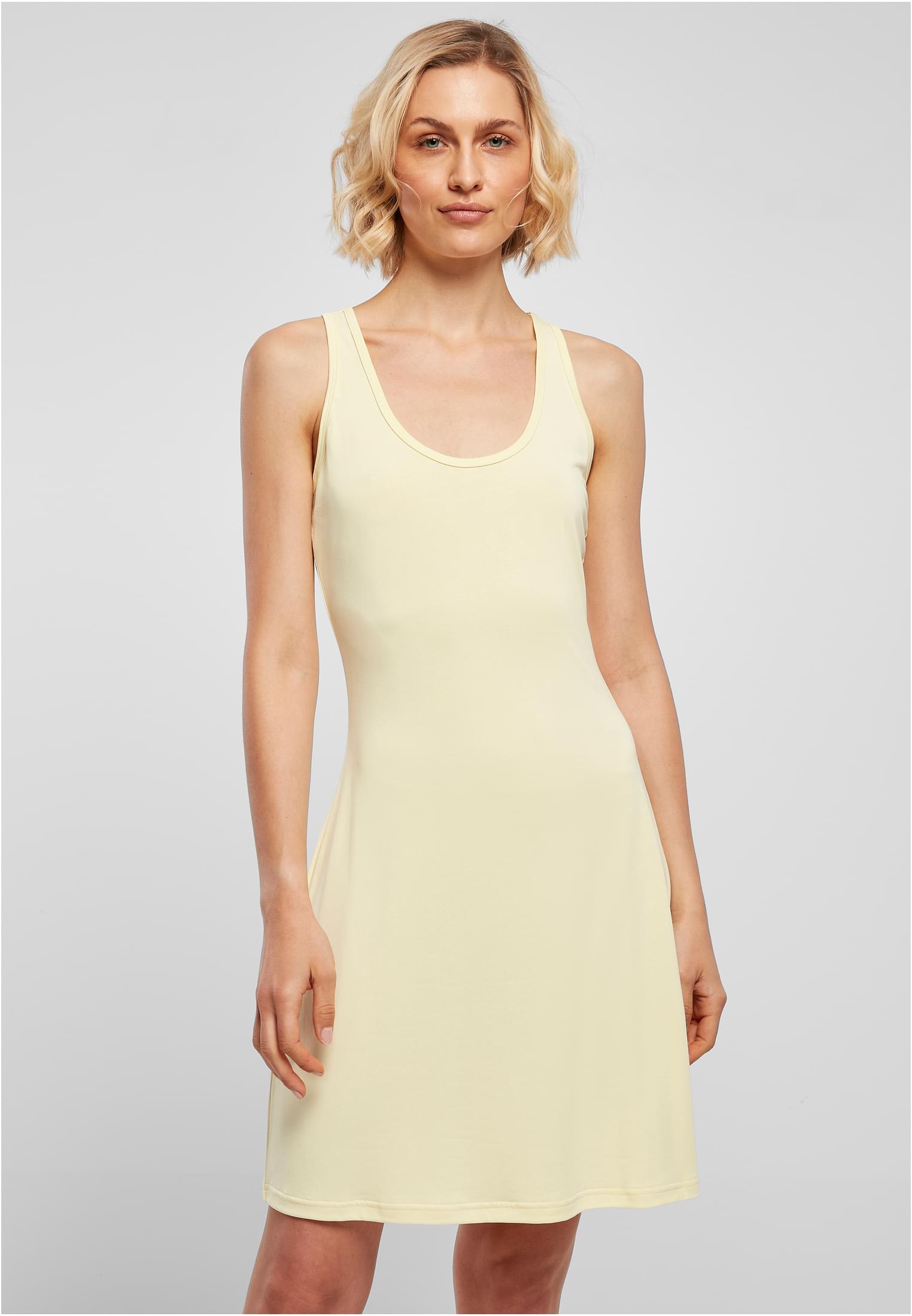 Women's Modal Short Dress With Back Trousers, Soft Yellow