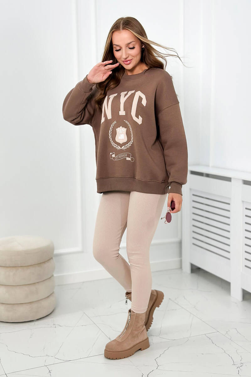 Cotton Set Insulated Sweatshirt + Leggings Brown