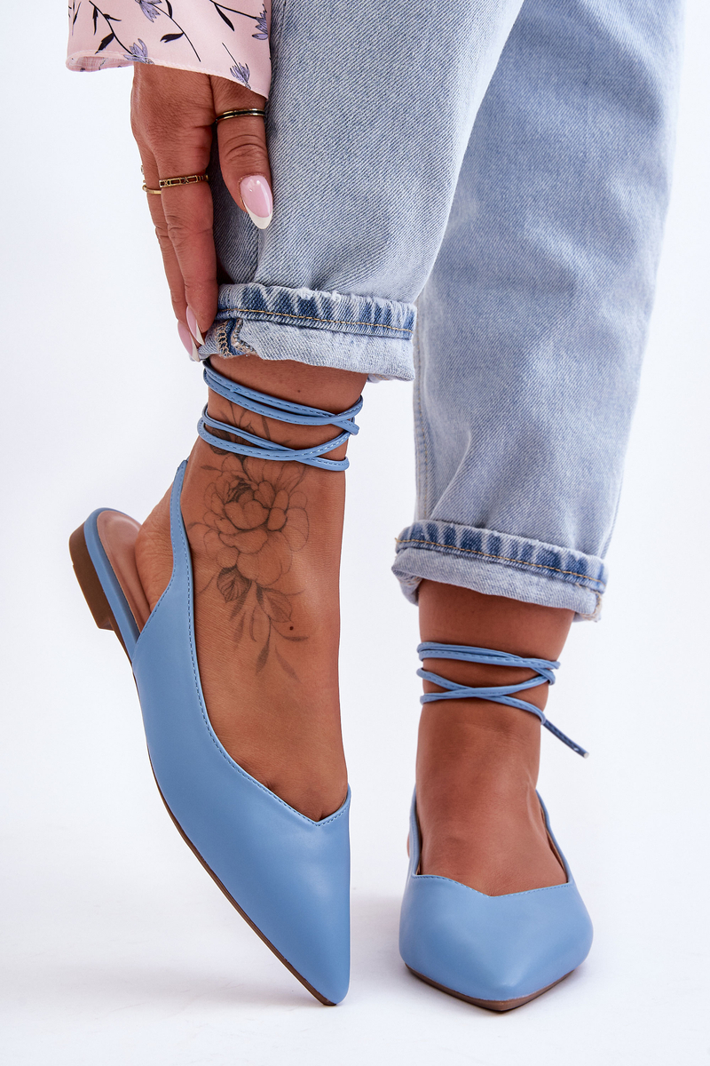 Women's tied ballerinas blue Lilly Ann