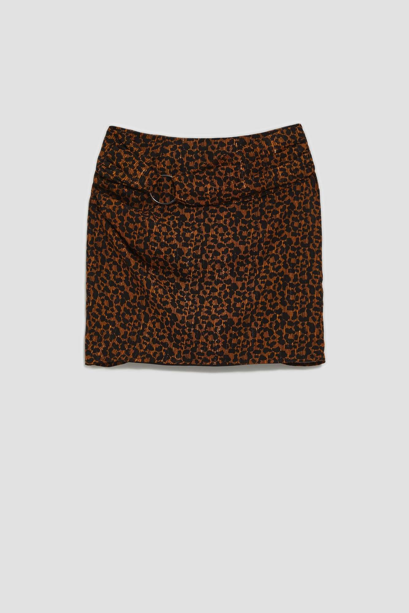 Skirt with print and metallic thread