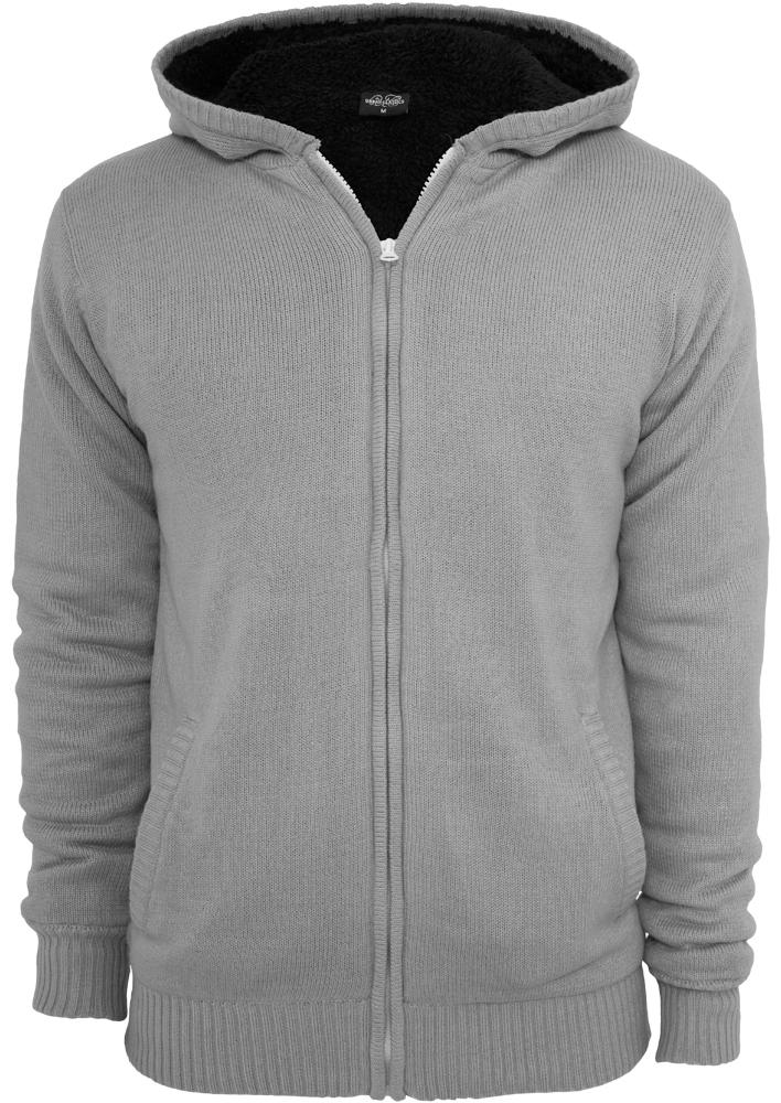 Knitted winter sweatshirt with zipper gray/blk