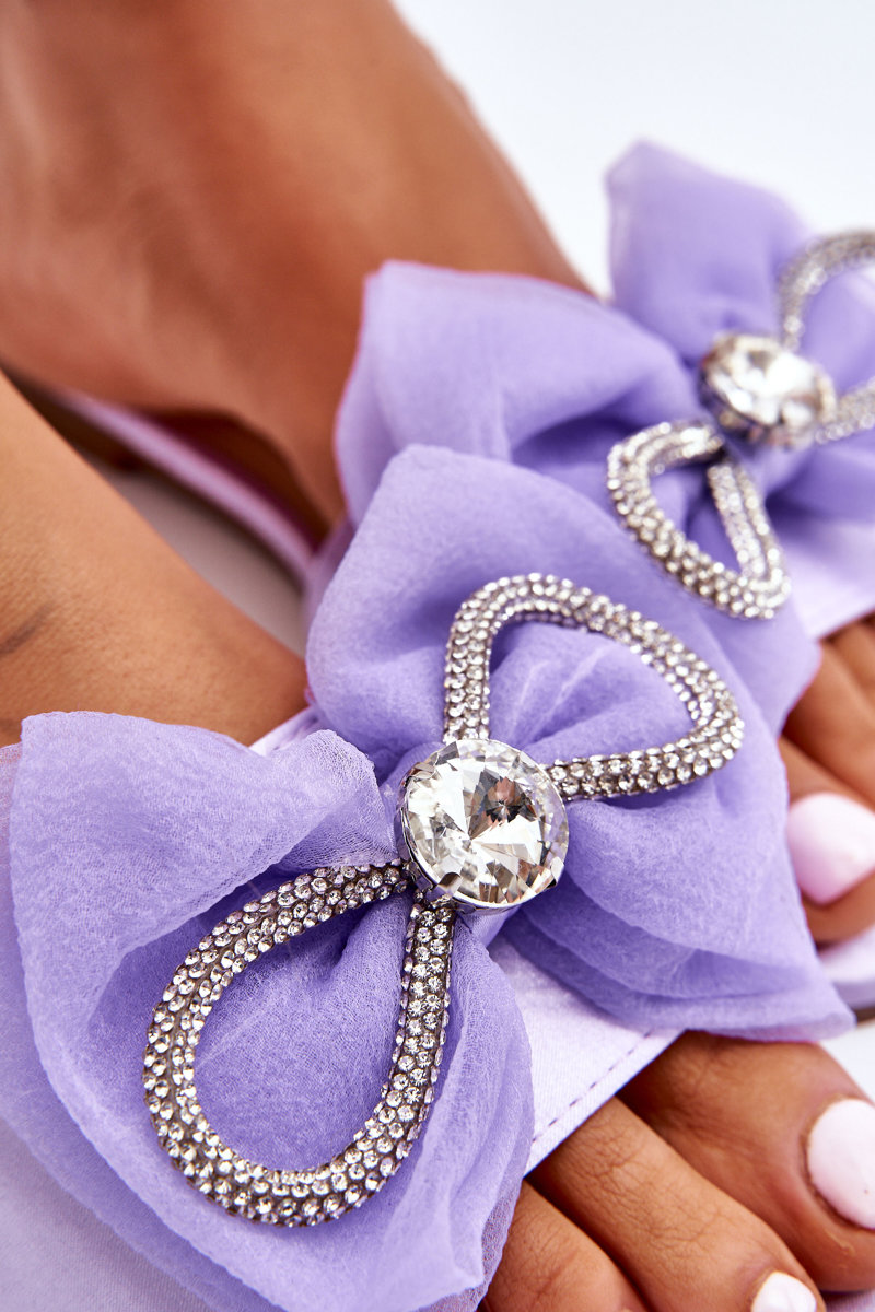 Lady's slippers with bow and rhinestones purple Jolene
