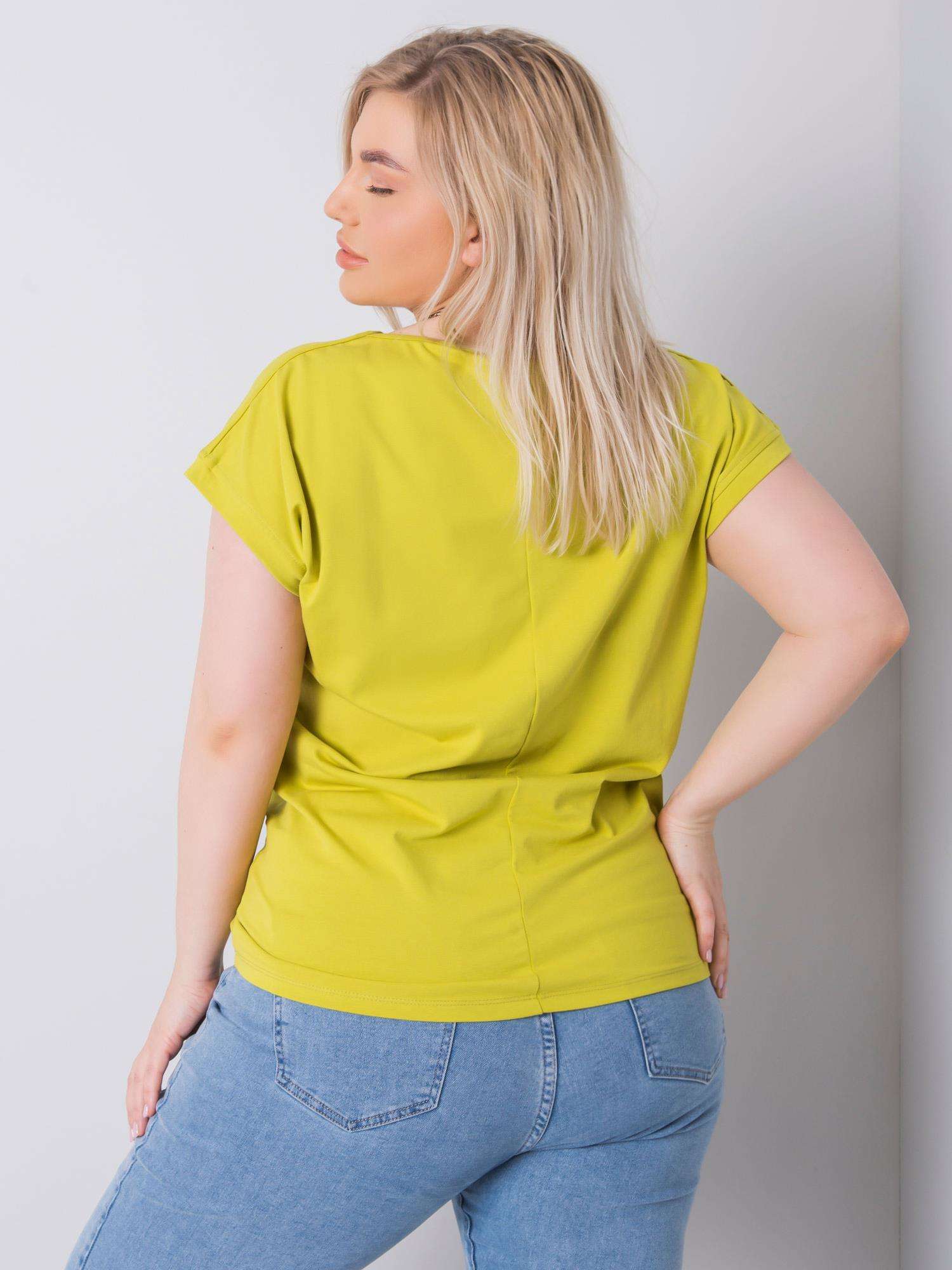 Tricou verde deschis plus dimensiune din bumbac