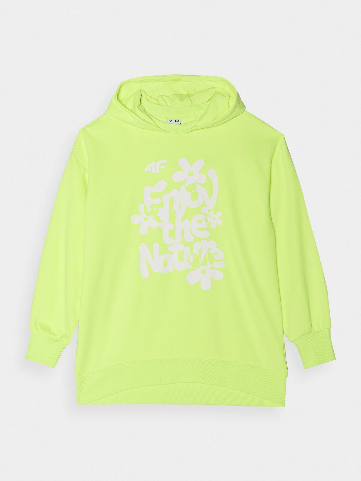 Girls&#039; sweatshirt without fastening and with hood 4F - yellow