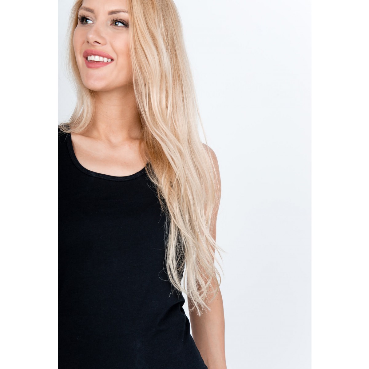 Women's tank top with cut-out on the back - black,