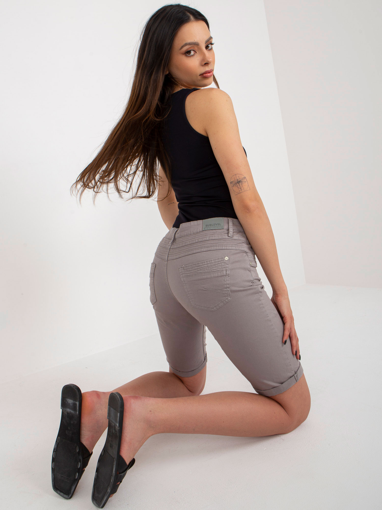 Grey Cotton Shorts SUBLEVEL For Leisure Time