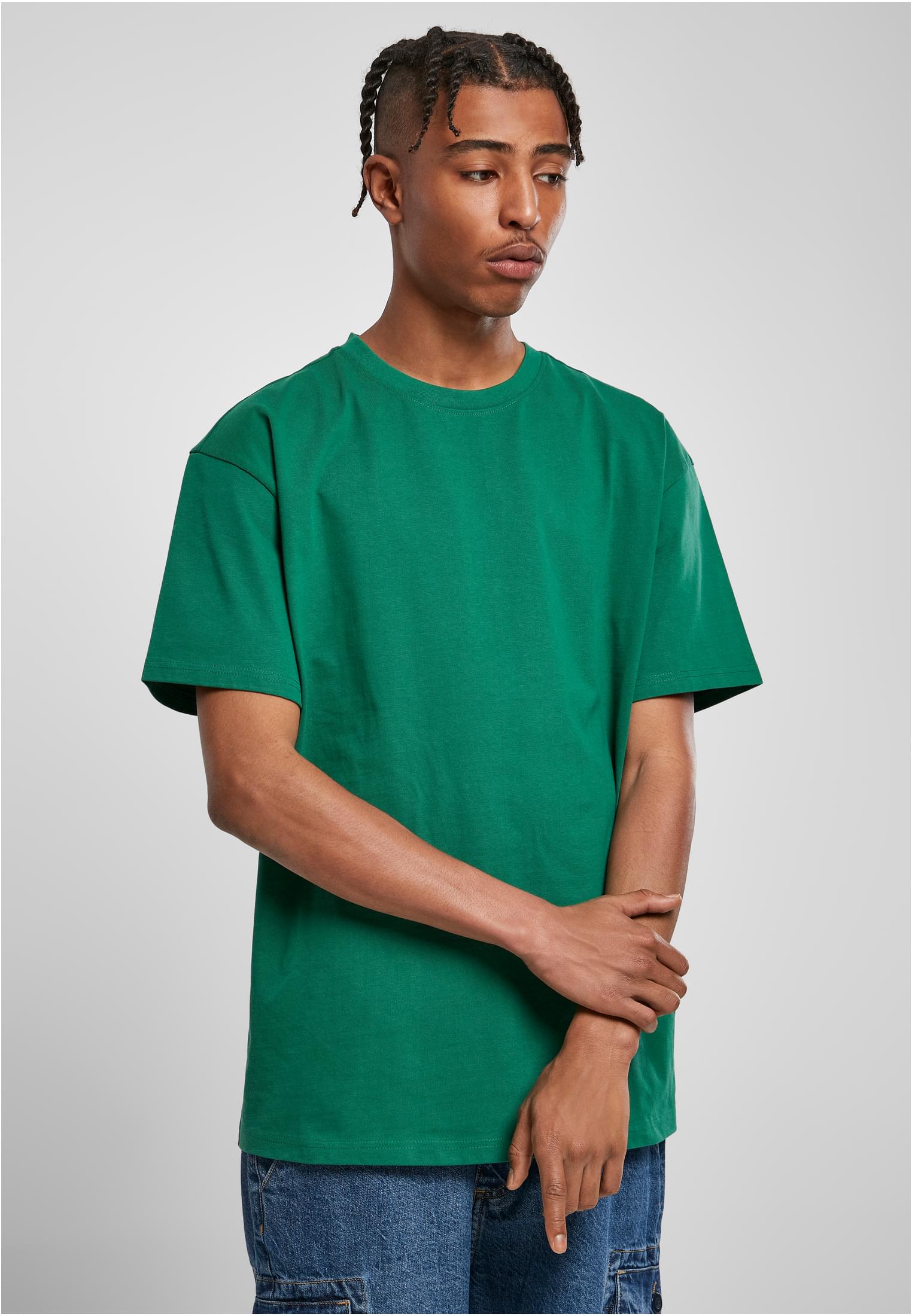 Levně Těžké oversized tričko zelené barvy