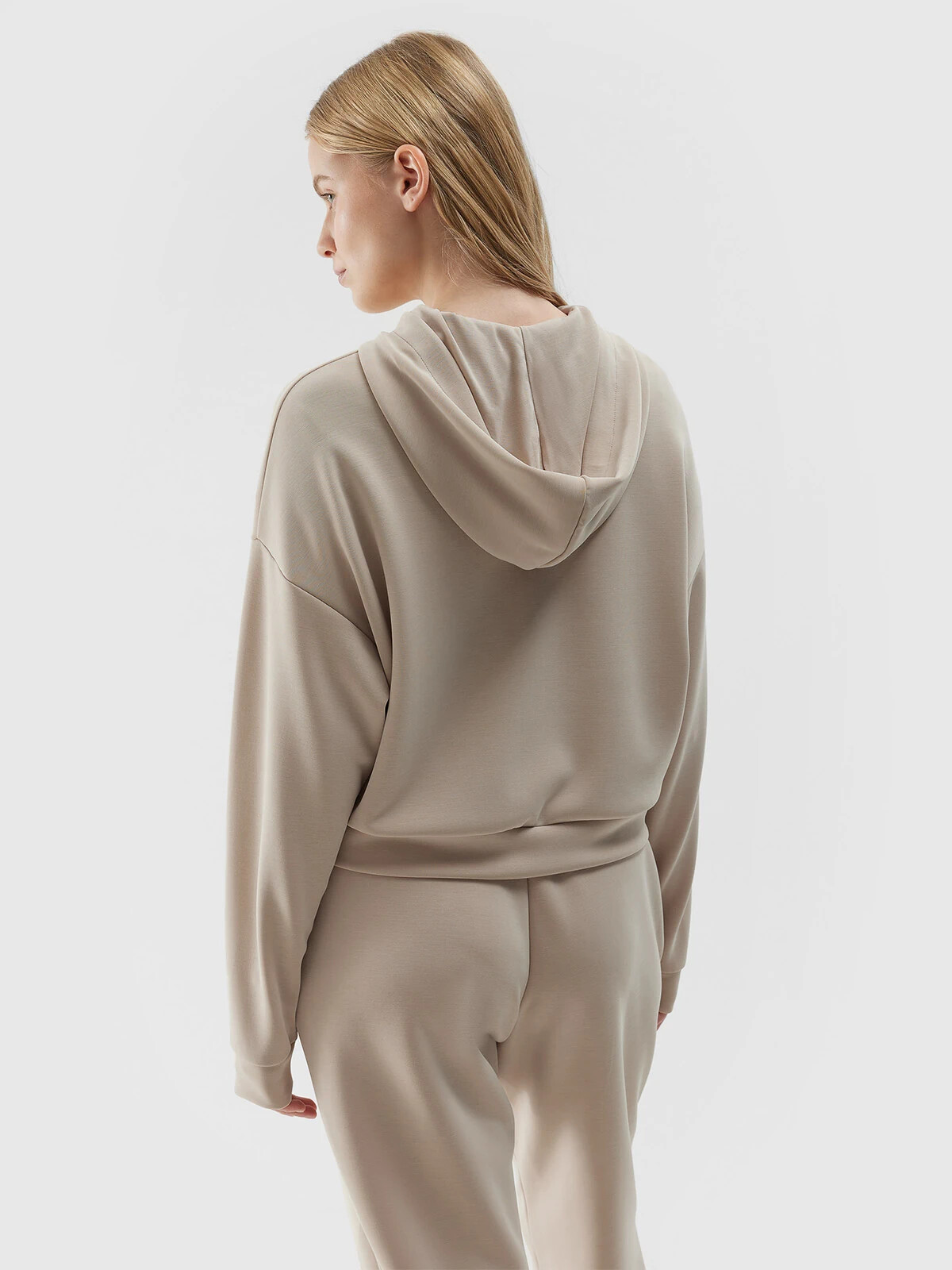 Women's 4F Hooded Sweatshirt with Zipper - Brown