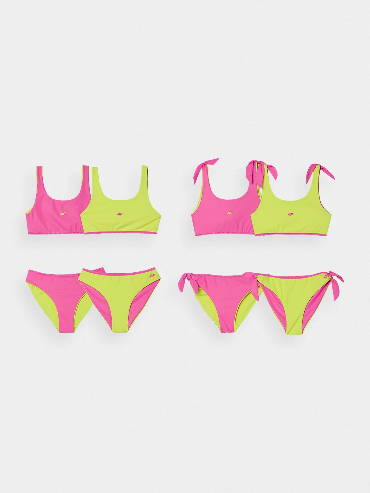 Girls' 2-piece swimsuit 4F - green/pink