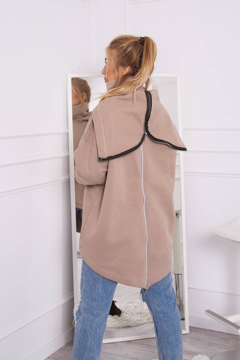 Insulated sweatshirt with zipper at the back dark beige