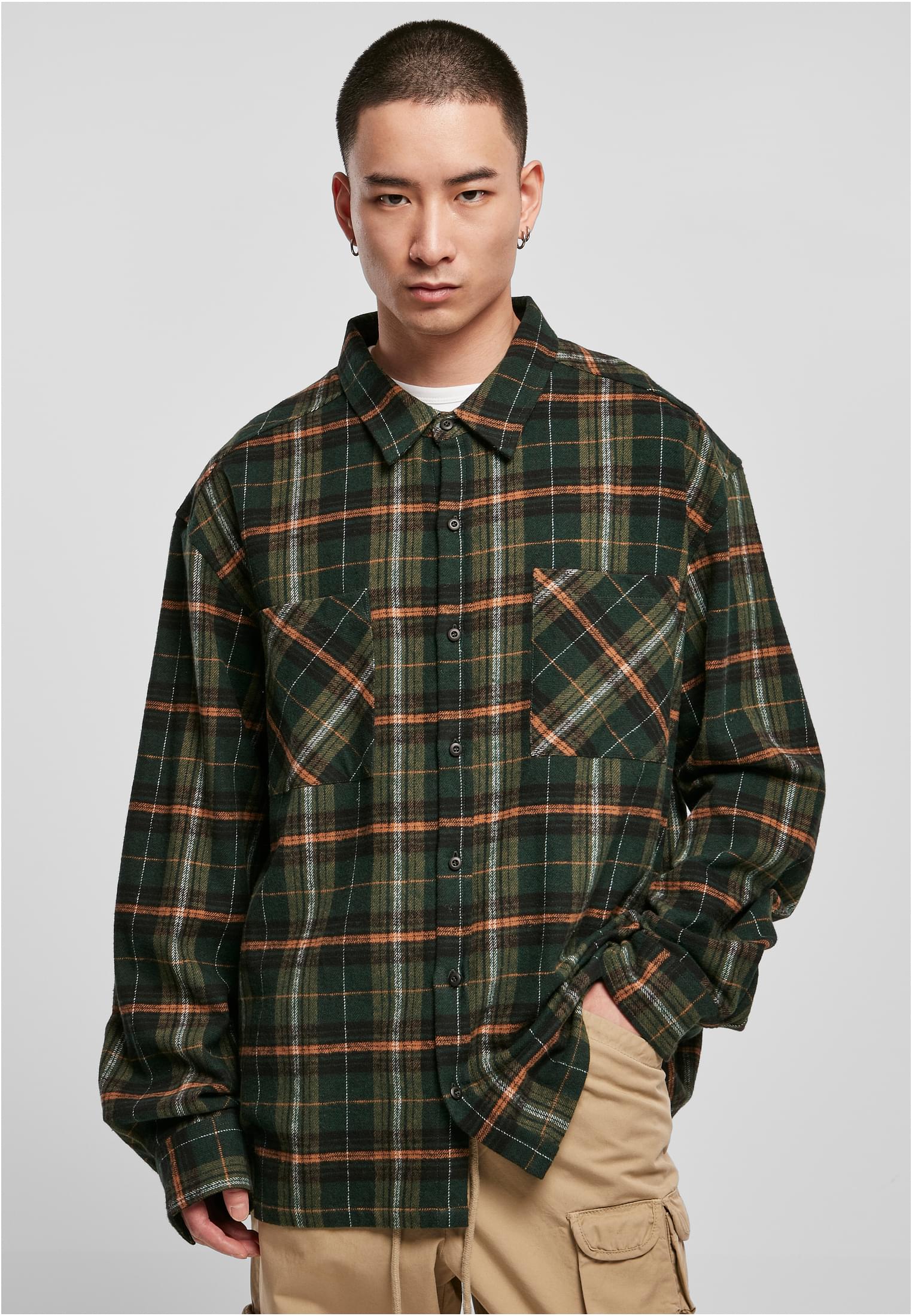 Boxes Fane Check Shirt bottle green/orange
