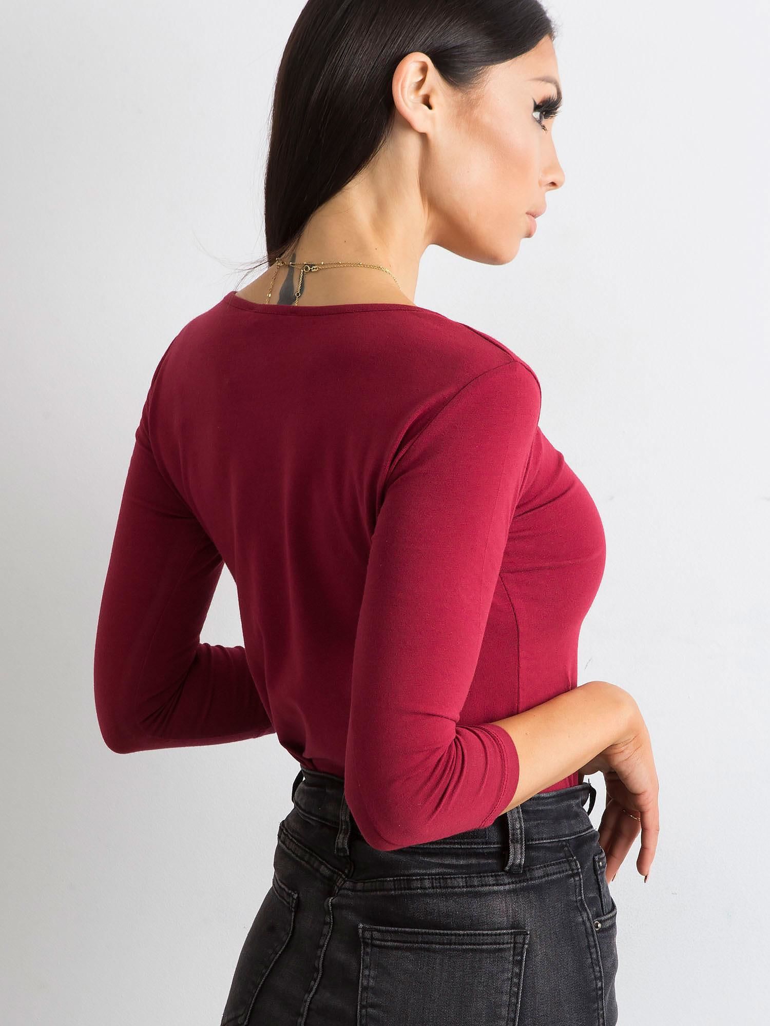 Bluza de bază din bumbac burgundy