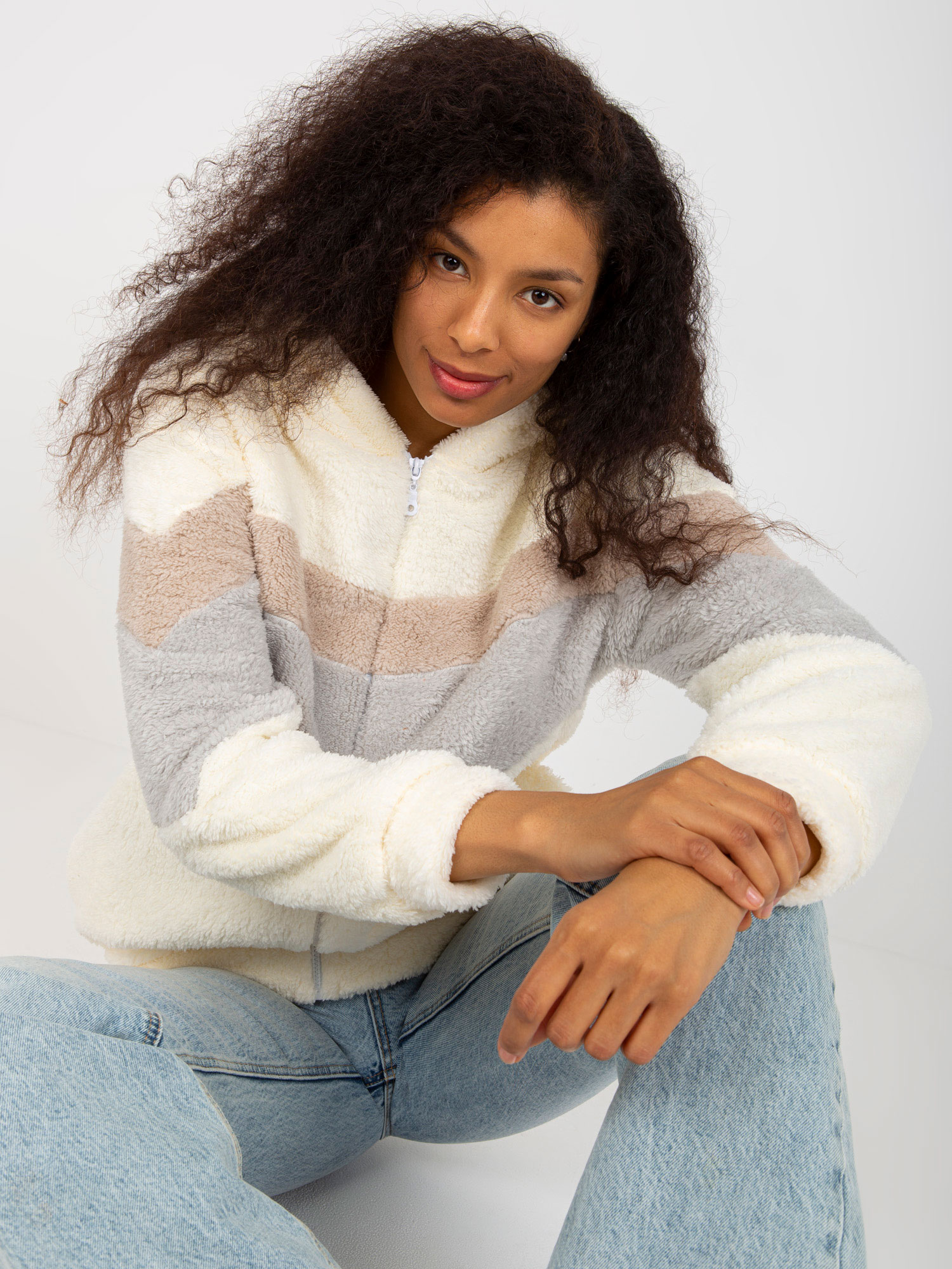 Ecru-grey sweatshirt with pockets from RUE PARIS