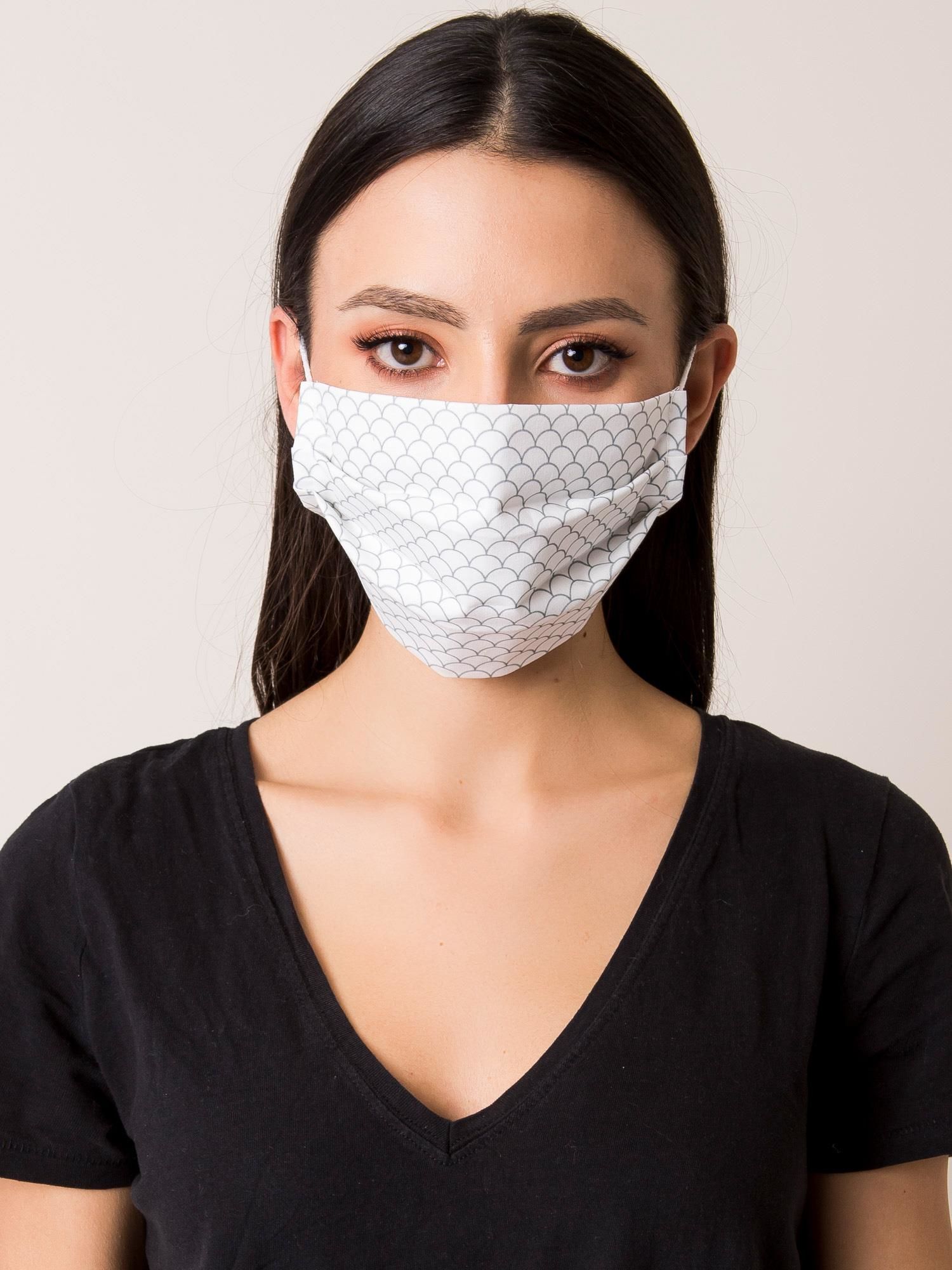 White, Reusable, Patterned Protective Mask