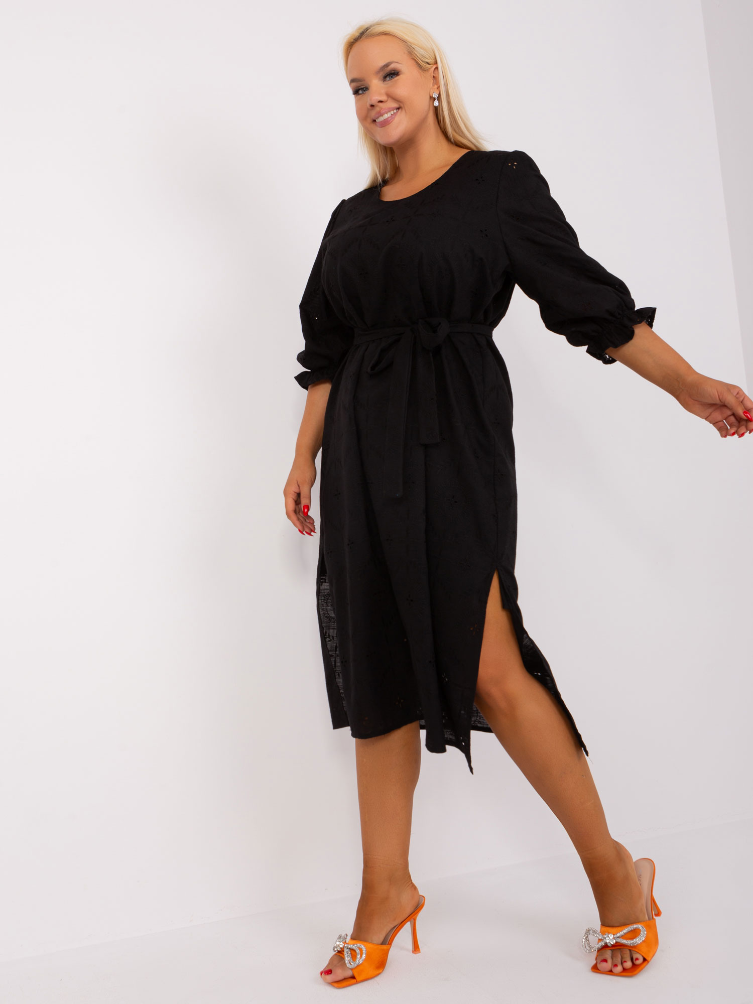 Black dress size plus with 3/4 sleeves