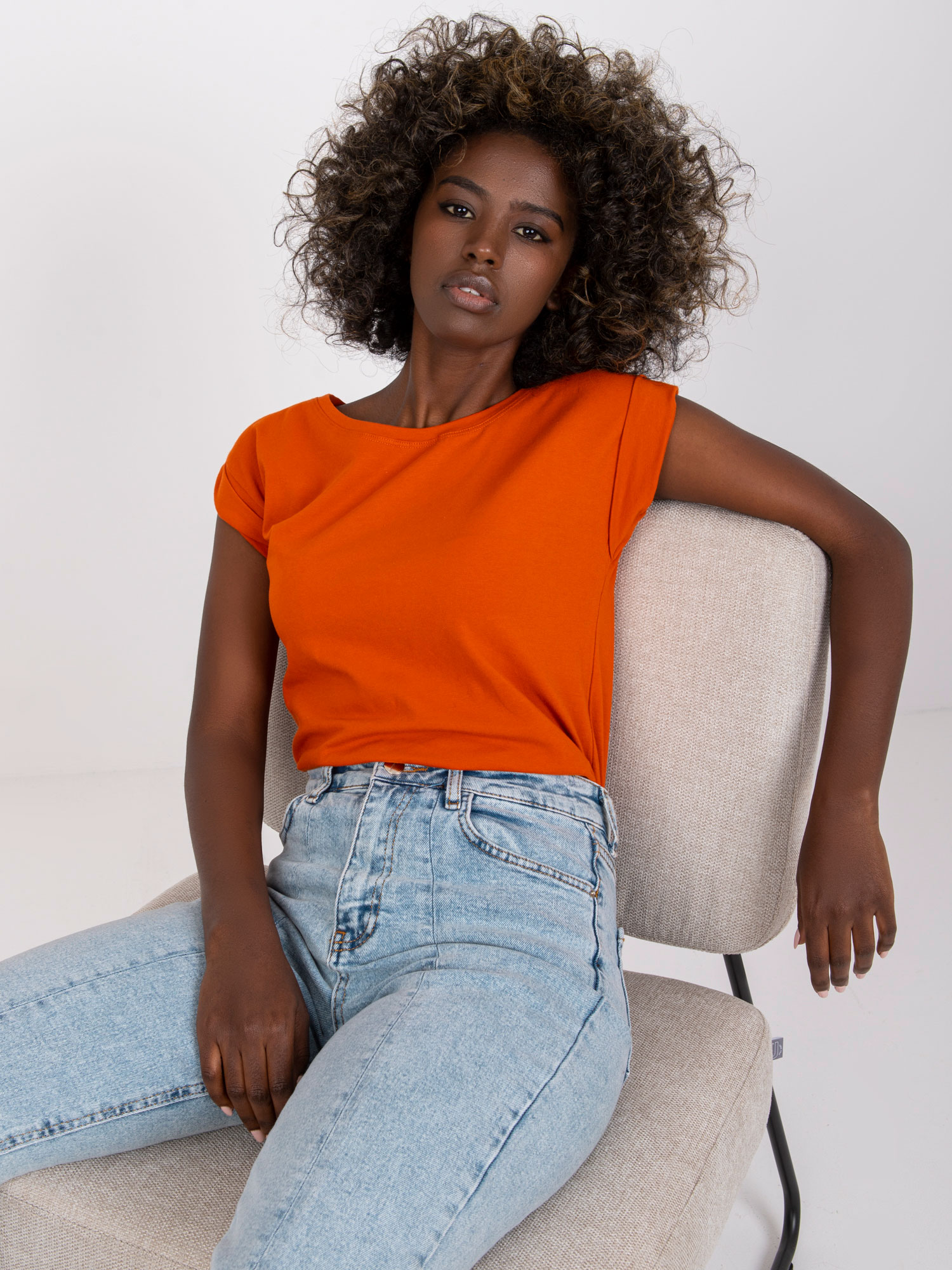 Tricou simplu pentru femei, portocaliu închis