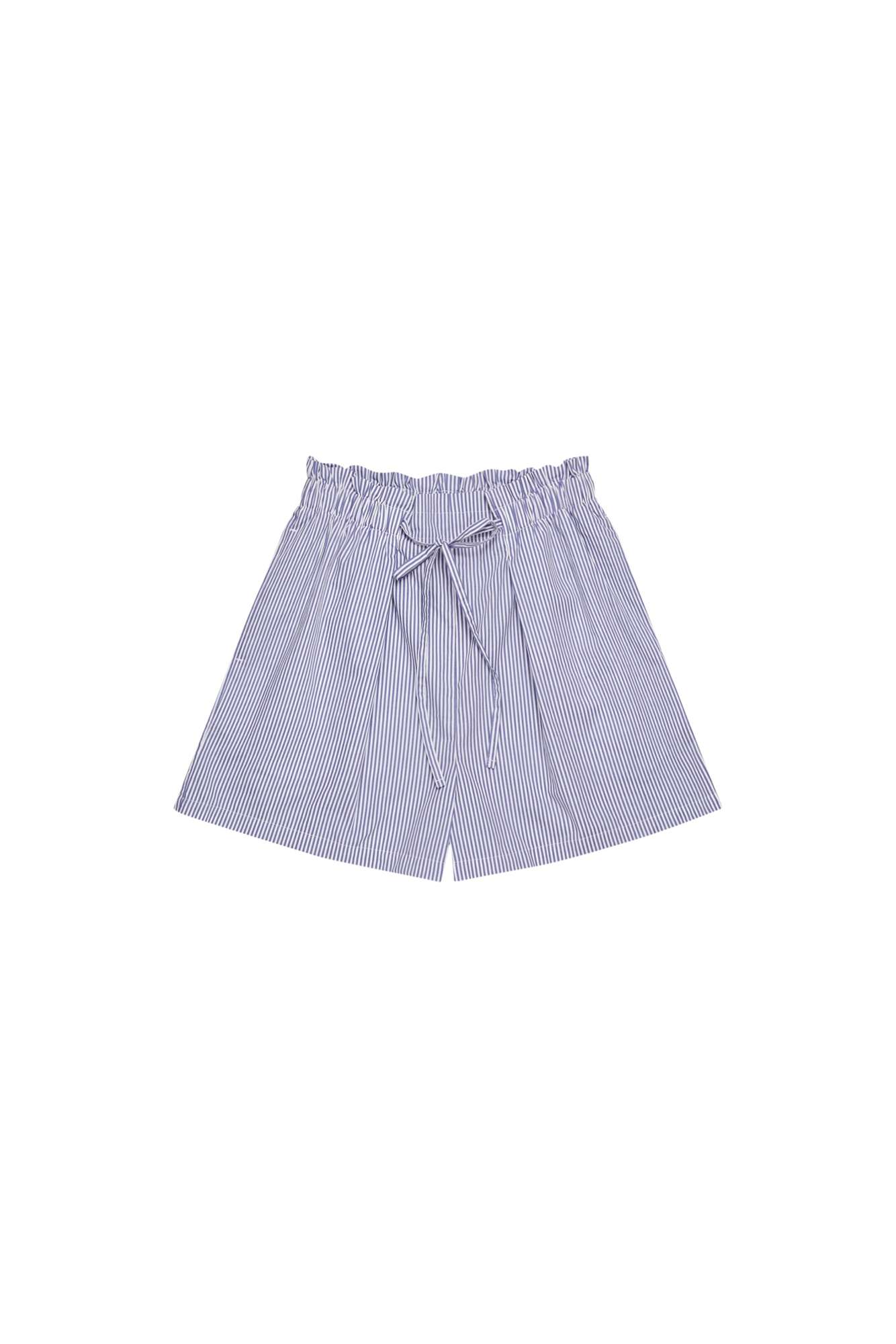 Striped Cotton Shorts - White