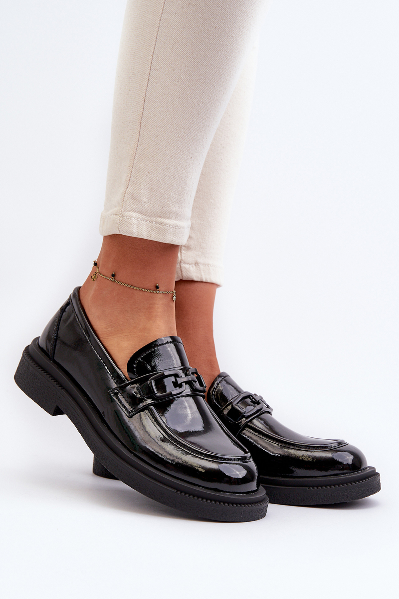 Women's patent leather loafers black Keelana