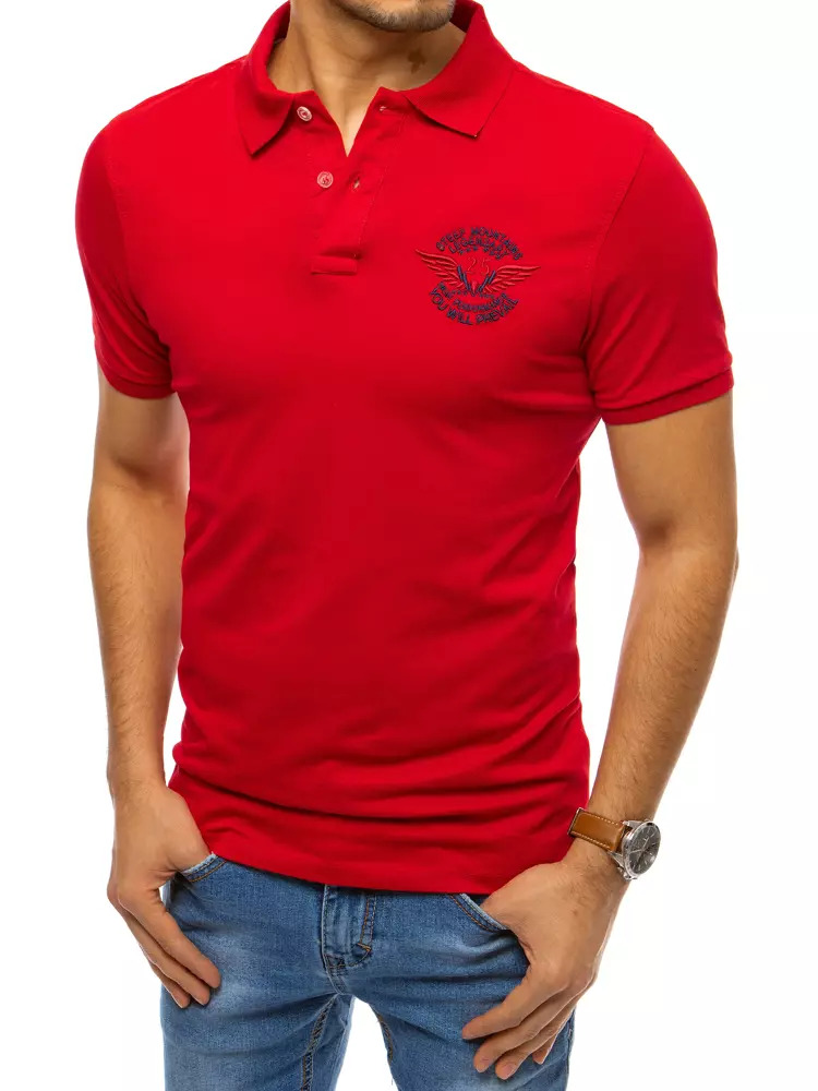 Red men's polo shirt with Dstreet embroidery