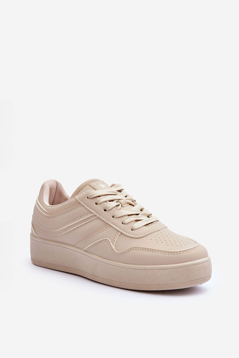 Beige women's sports shoes on the Pudina platform