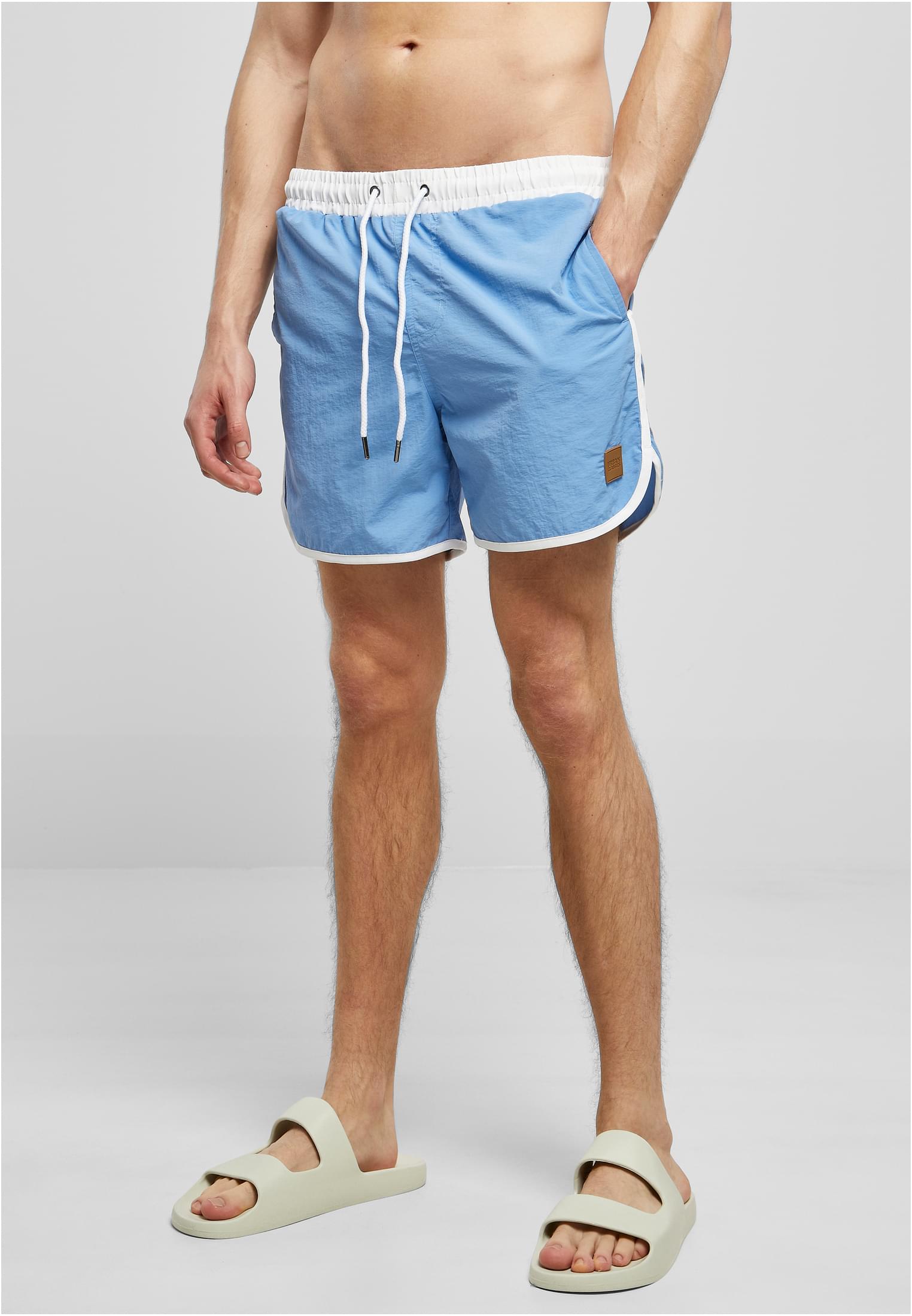 Retro swimsuit white/horizontal blue