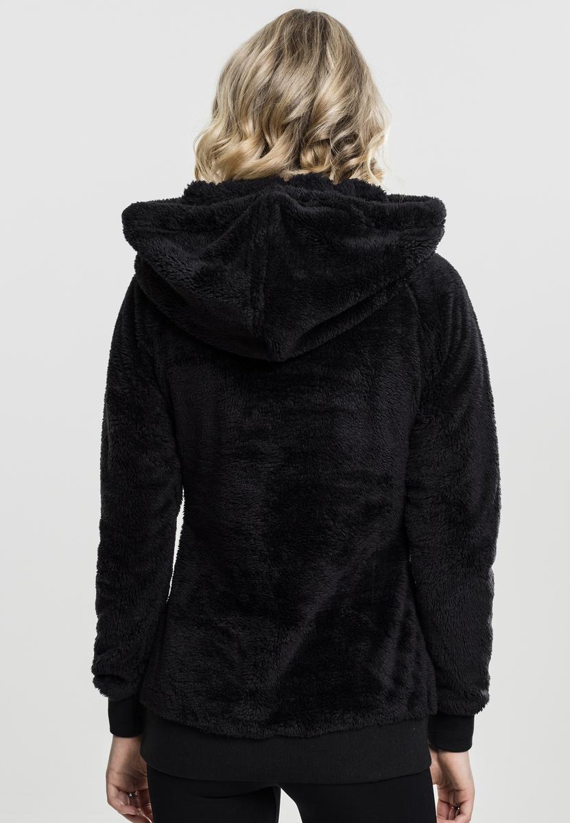 Women's Long Teddy Hoody Black